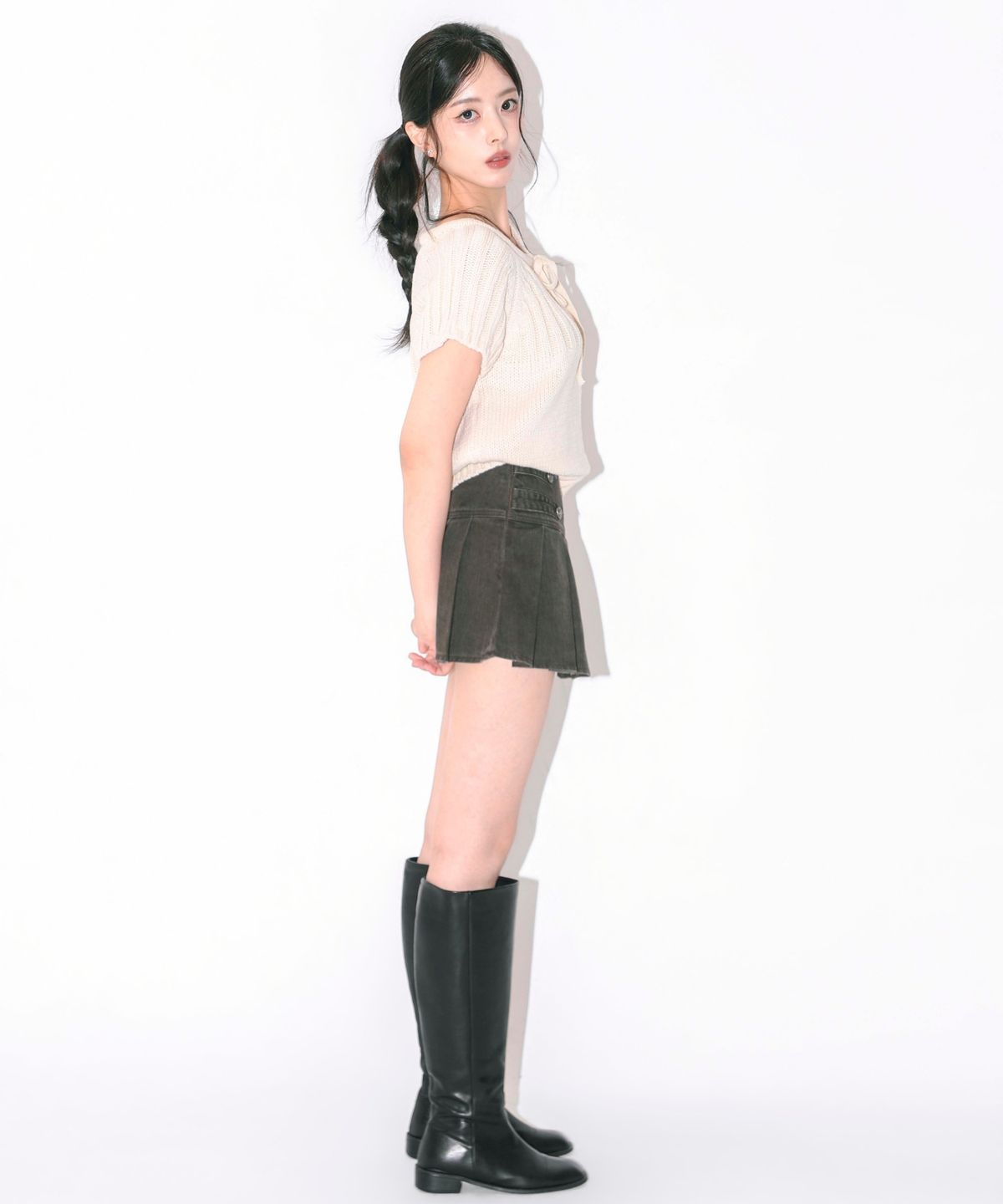 쿨키튼(KOOLKITTEN) 워싱 버클 플리츠 스커트 2colors