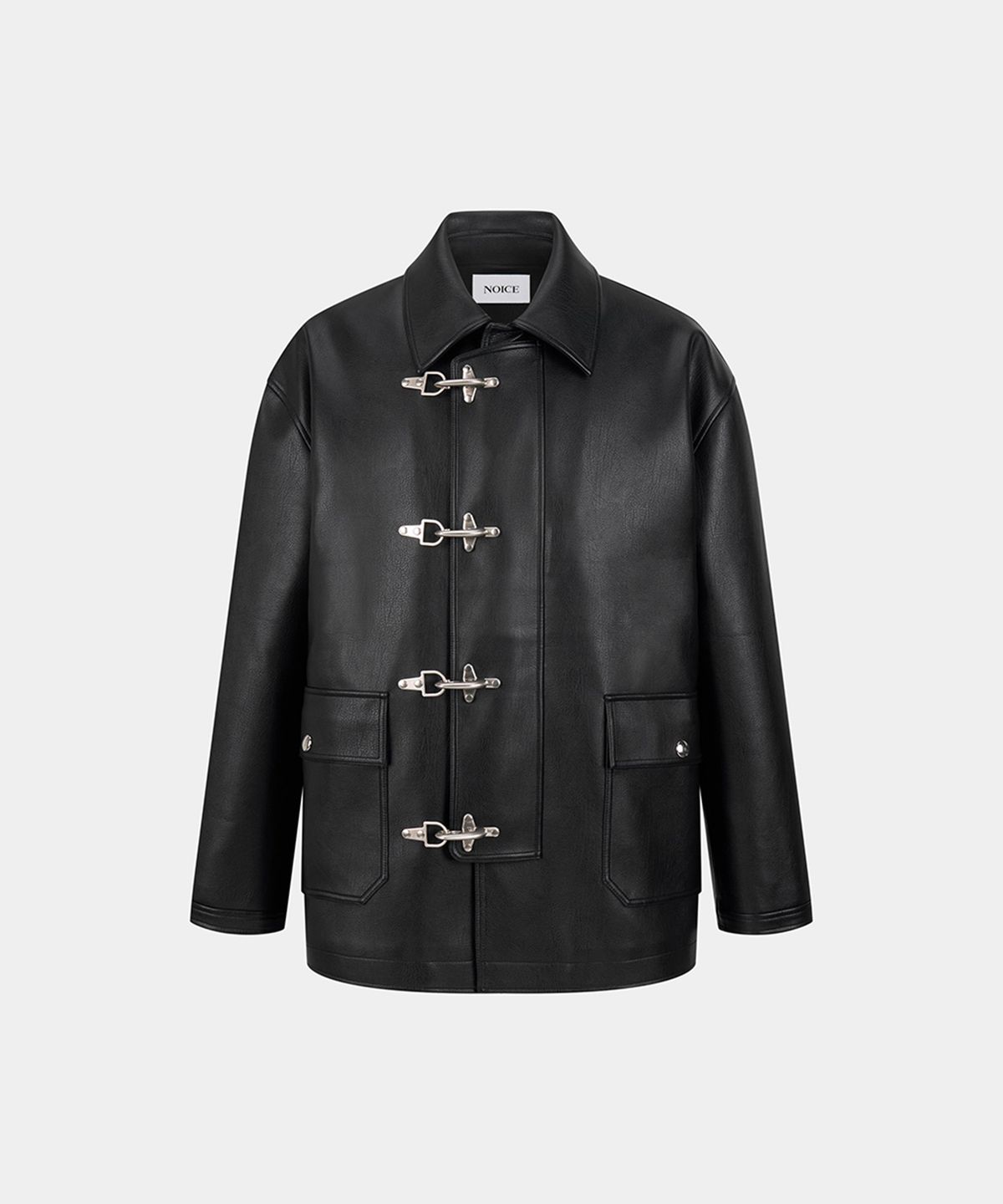 노이스(NOICE) (UNI) FIREMAN FAUX LEATHER PADDED JACKET - BLACK
