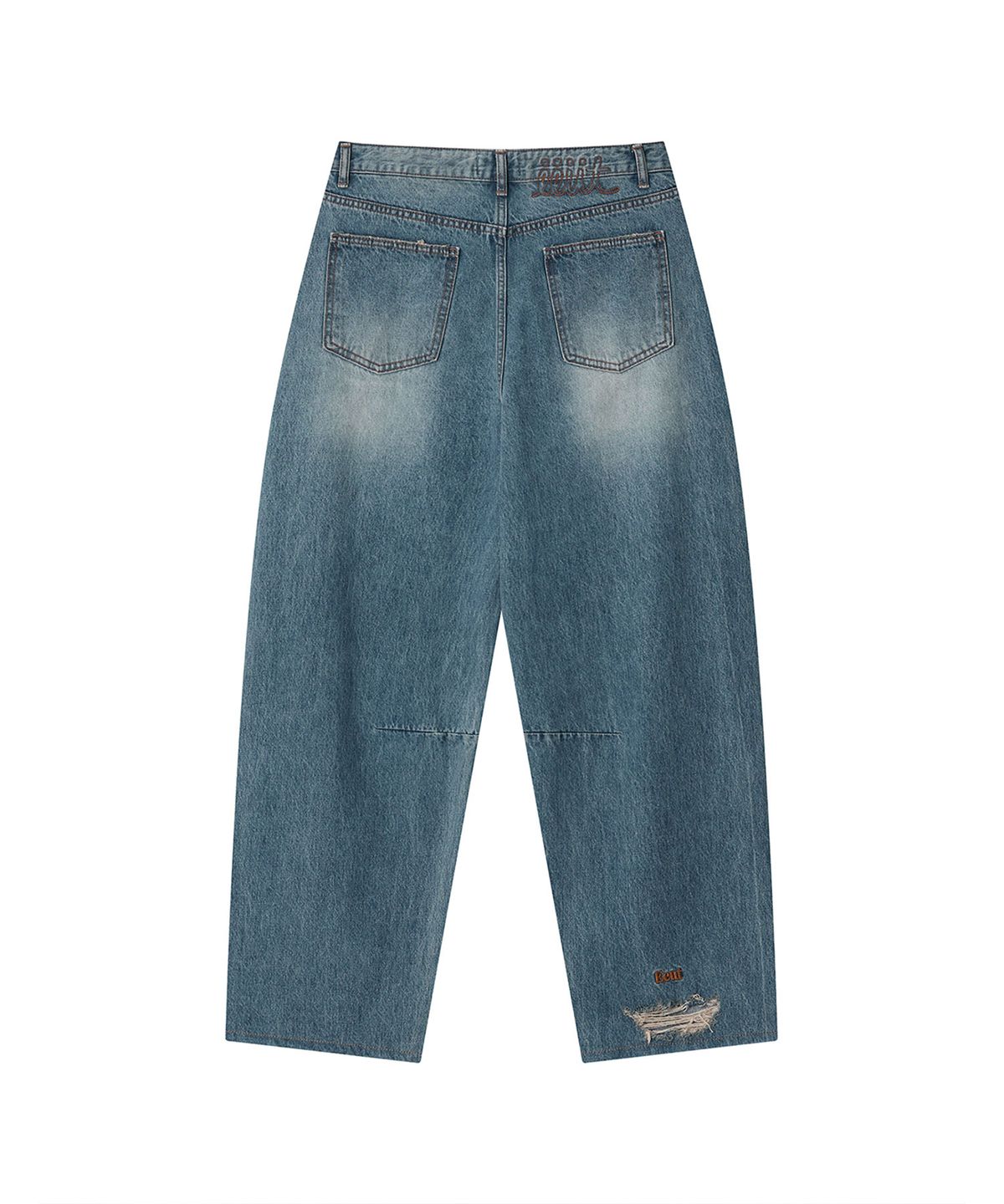 이우트(EEUT) EEUT CURVED DENIM PANTS / INDIGO BLUE