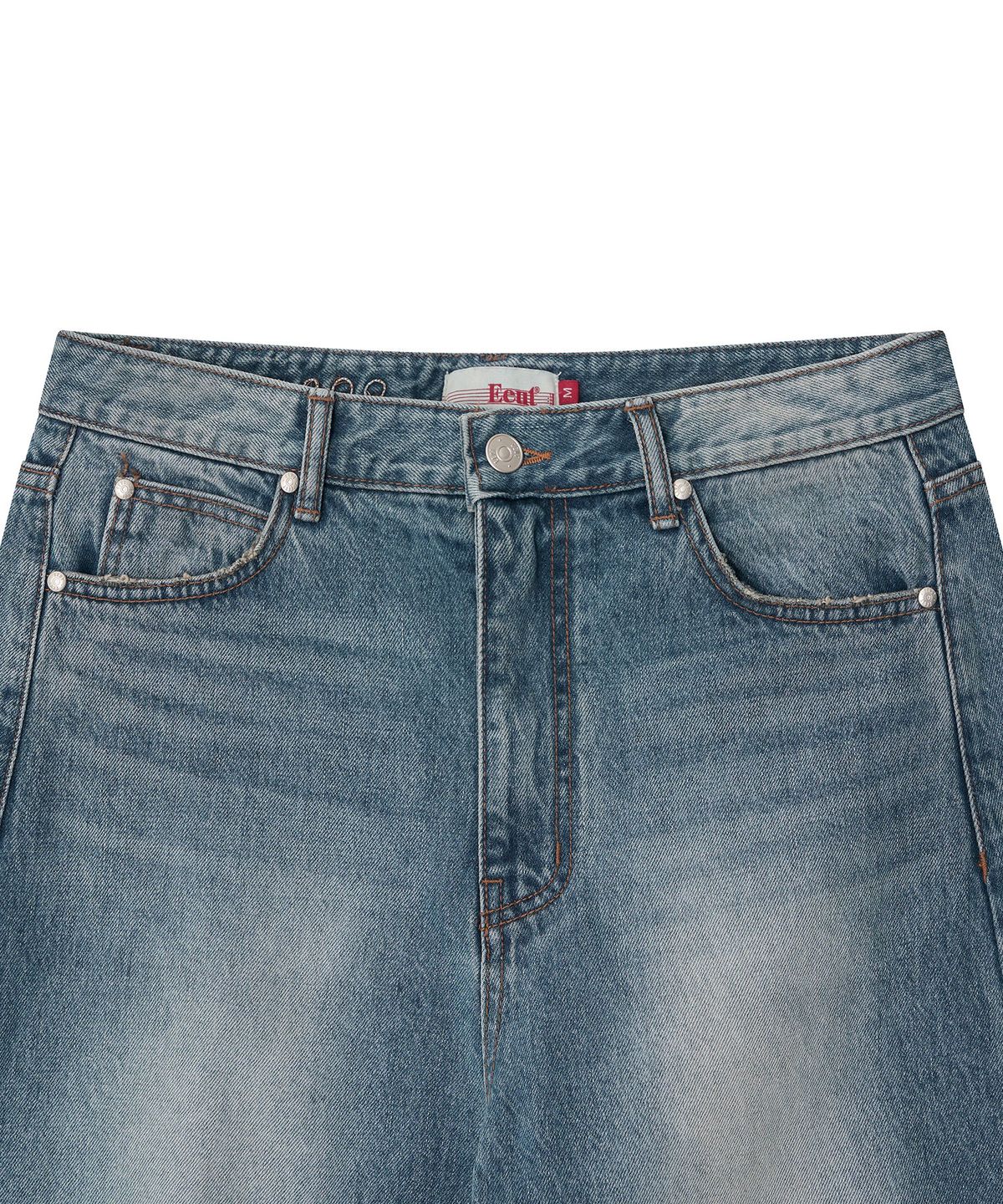 이우트(EEUT) EEUT CURVED DENIM PANTS / INDIGO BLUE
