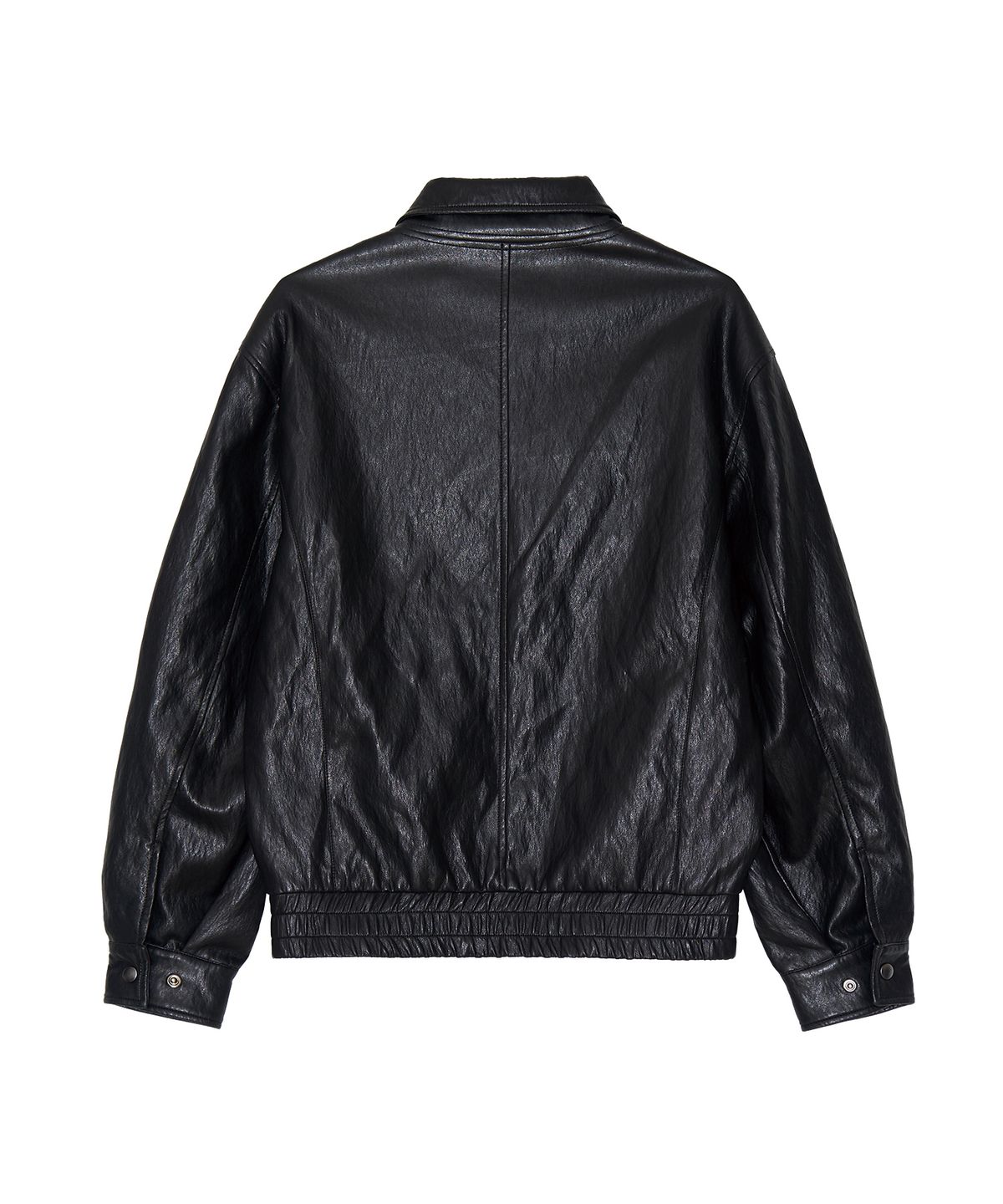 긴스키(GINSUKI) [긴스키 X 물바다]HIGH-NECK LEATHER BLOUSON JACKET (BLACK)