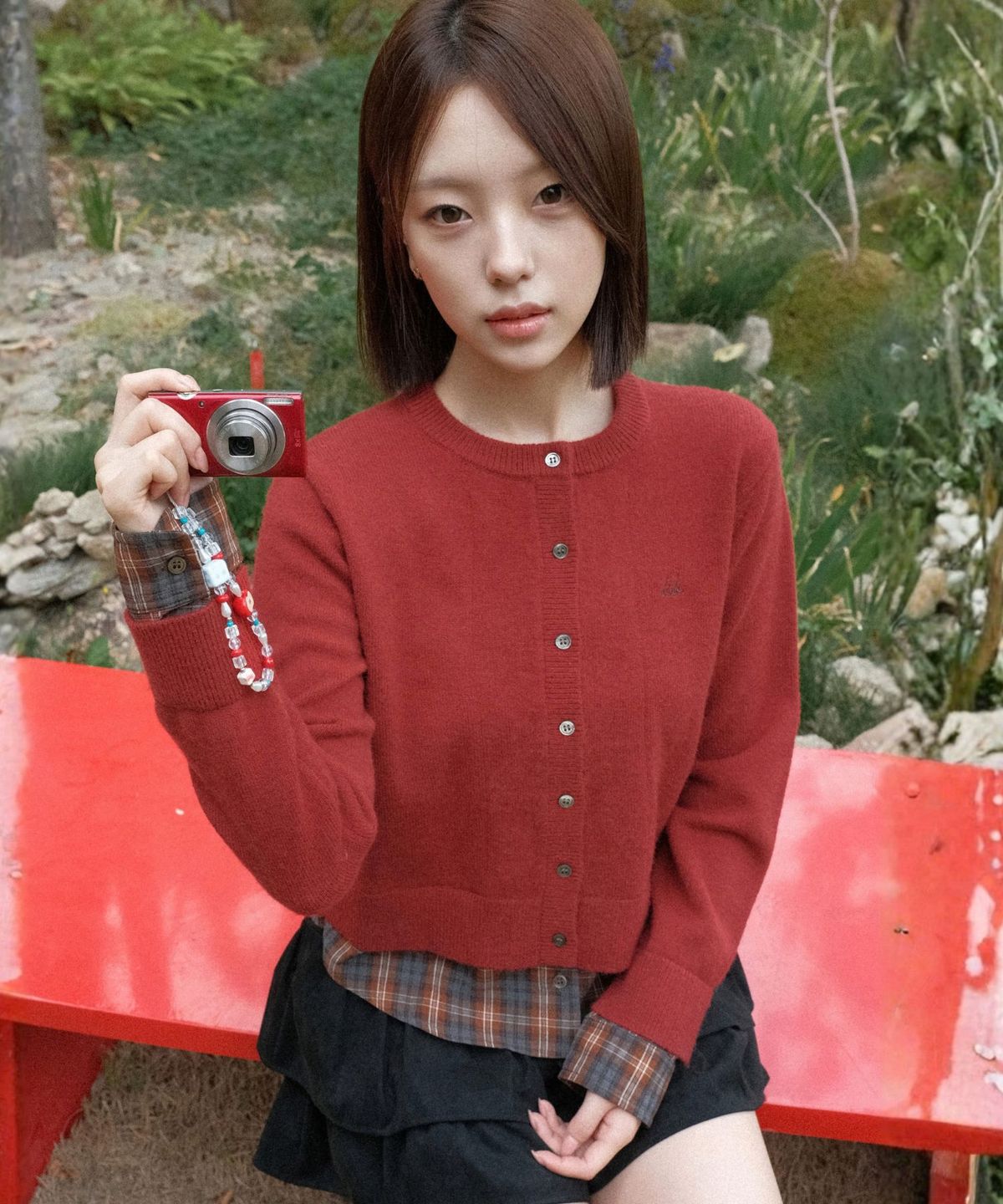 쿨키튼(KOOLKITTEN) 체크 배색 레이어드 가디건 3colors