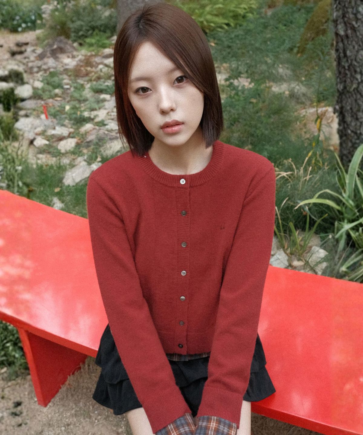 쿨키튼(KOOLKITTEN) 체크 배색 레이어드 가디건 3colors