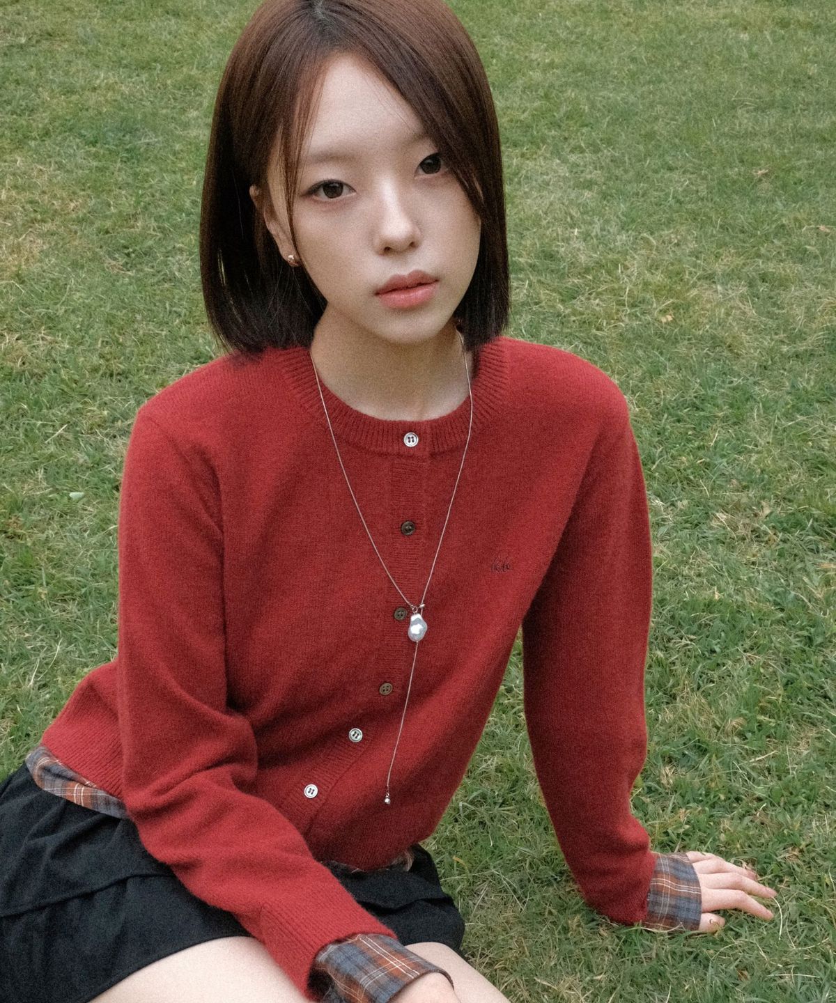 쿨키튼(KOOLKITTEN) 체크 배색 레이어드 가디건 3colors