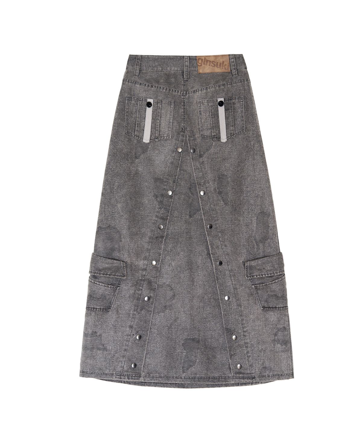긴스키(GINSUKI) [긴스키 X 물바다]MULTI  POCKET MAXI T SLIT SKIRT (GREY)