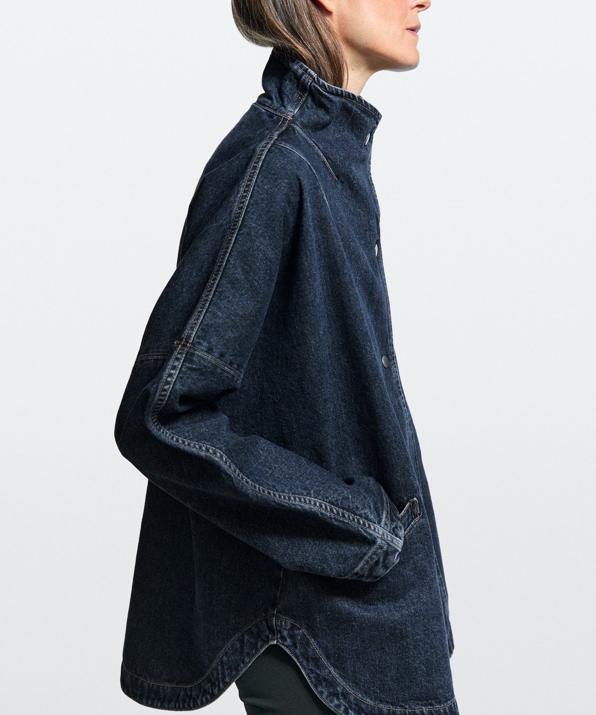 마시모두띠(MASSIMO DUTTI) 100% 코튼 데님 터틀넥 재킷