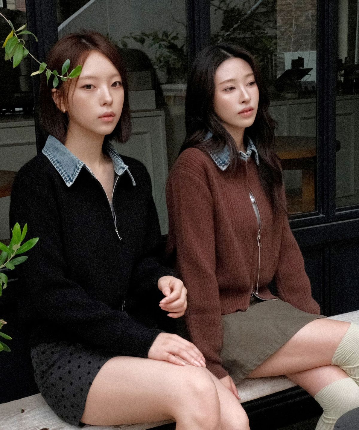 쿨키튼(KOOLKITTEN) 데님 배색 니트 가디건 4colors