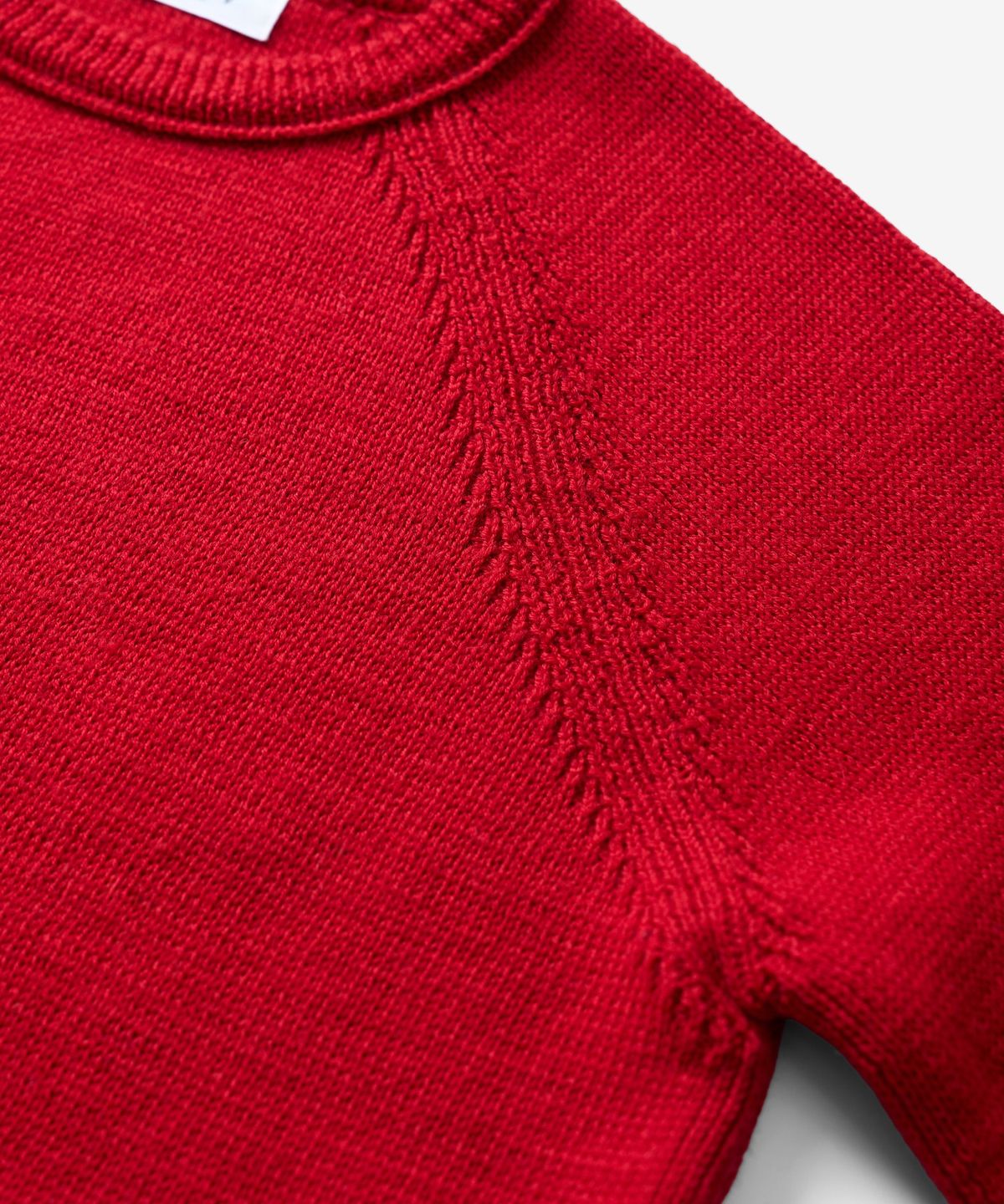 건지 울른스(Guernsey Woollens) [릴리 오브 건지] 실켓 울 나그랑 라운드넥 니트 - 레드