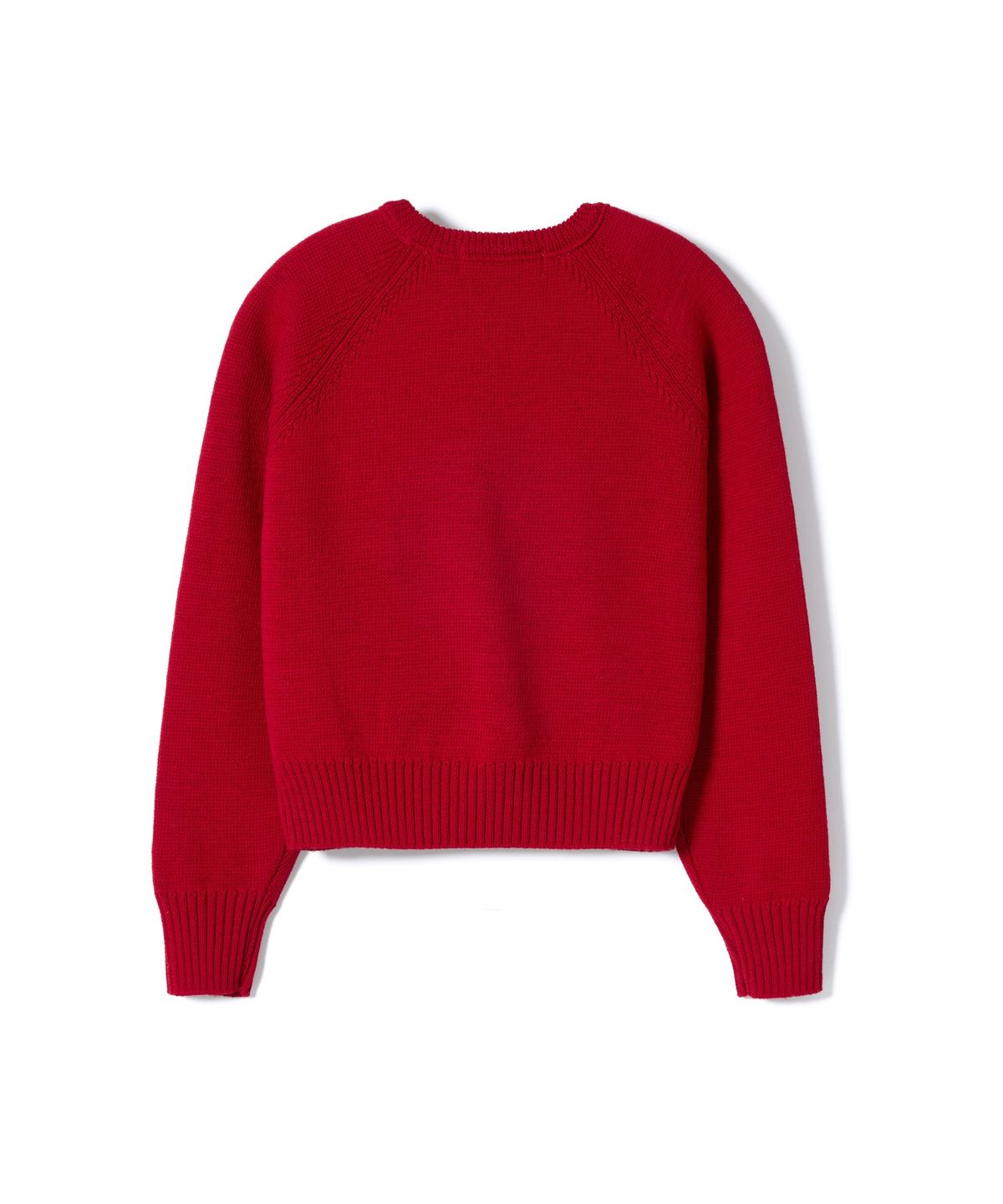 건지 울른스(Guernsey Woollens) [릴리 오브 건지] 실켓 울 나그랑 라운드넥 니트 - 레드