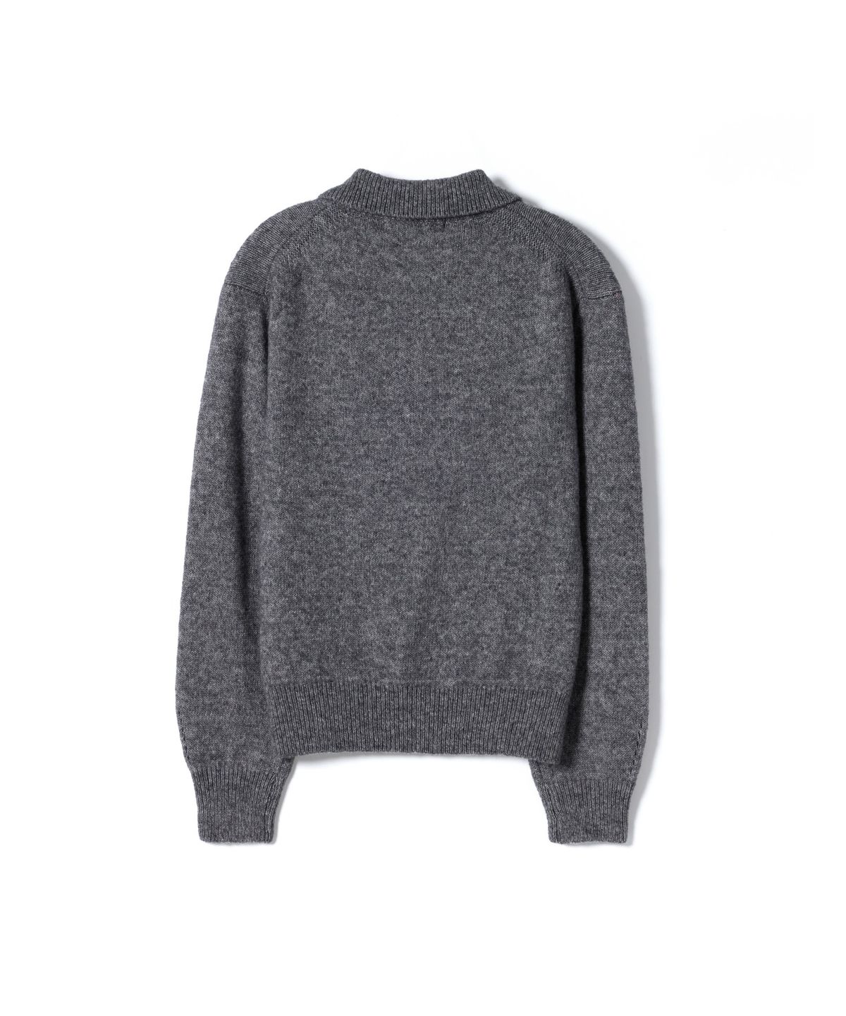 건지 울른스(Guernsey Woollens) [릴리 오브 건지] 알파카 블렌드 카라 포켓 니트 - 그레이
