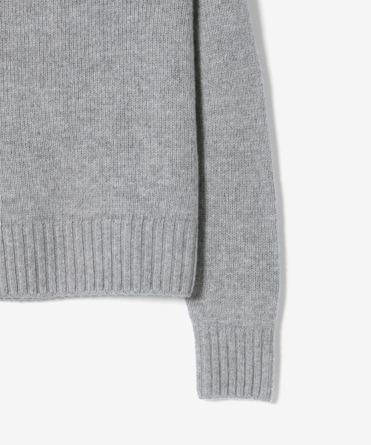 건지 울른스(Guernsey Woollens) [릴리 오브 건지] 에어울 후드 버튼넥 니트 - 그레이