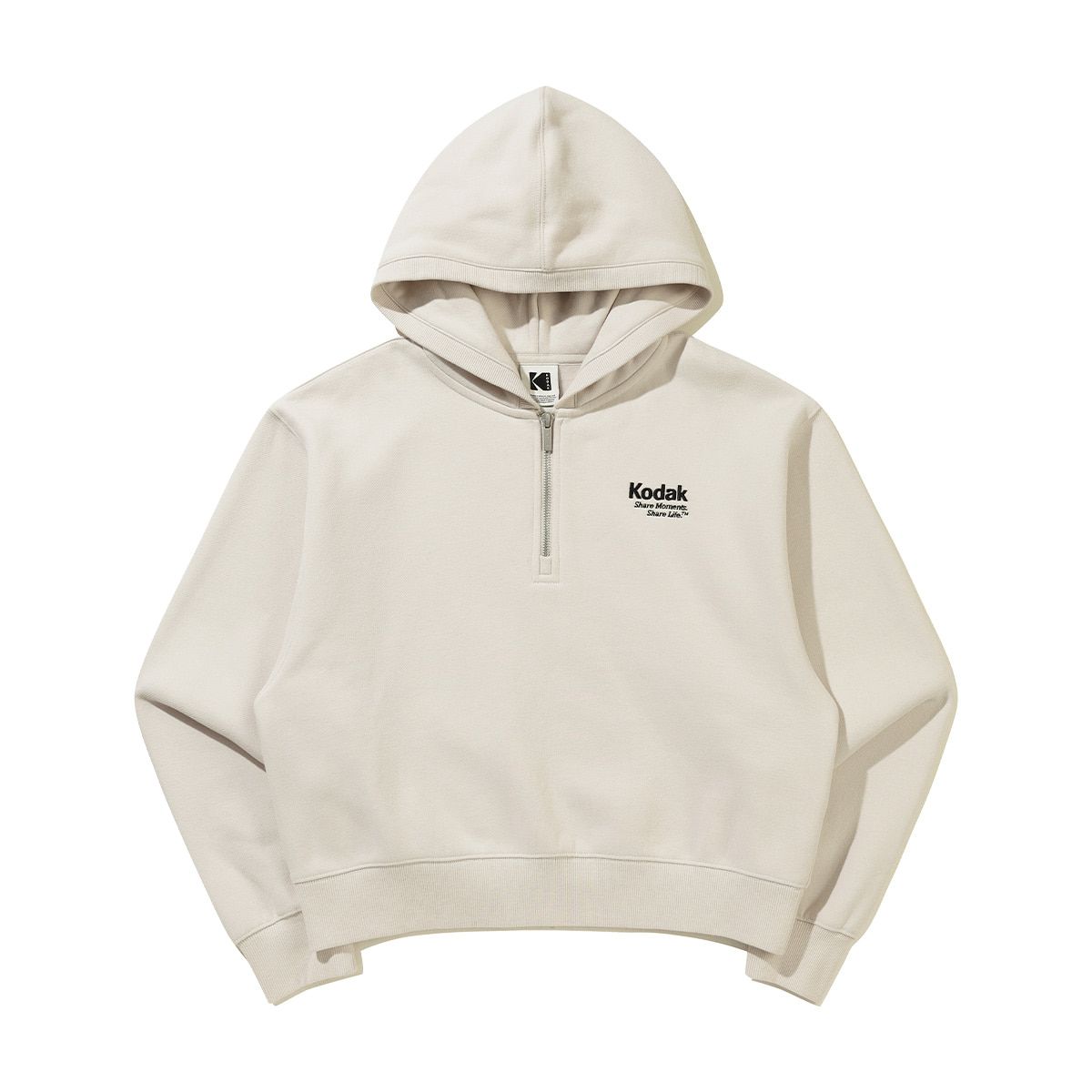 코닥(KODAK) 레인보우 스노우워싱 기모 후드 티셔츠 우먼 IVORY