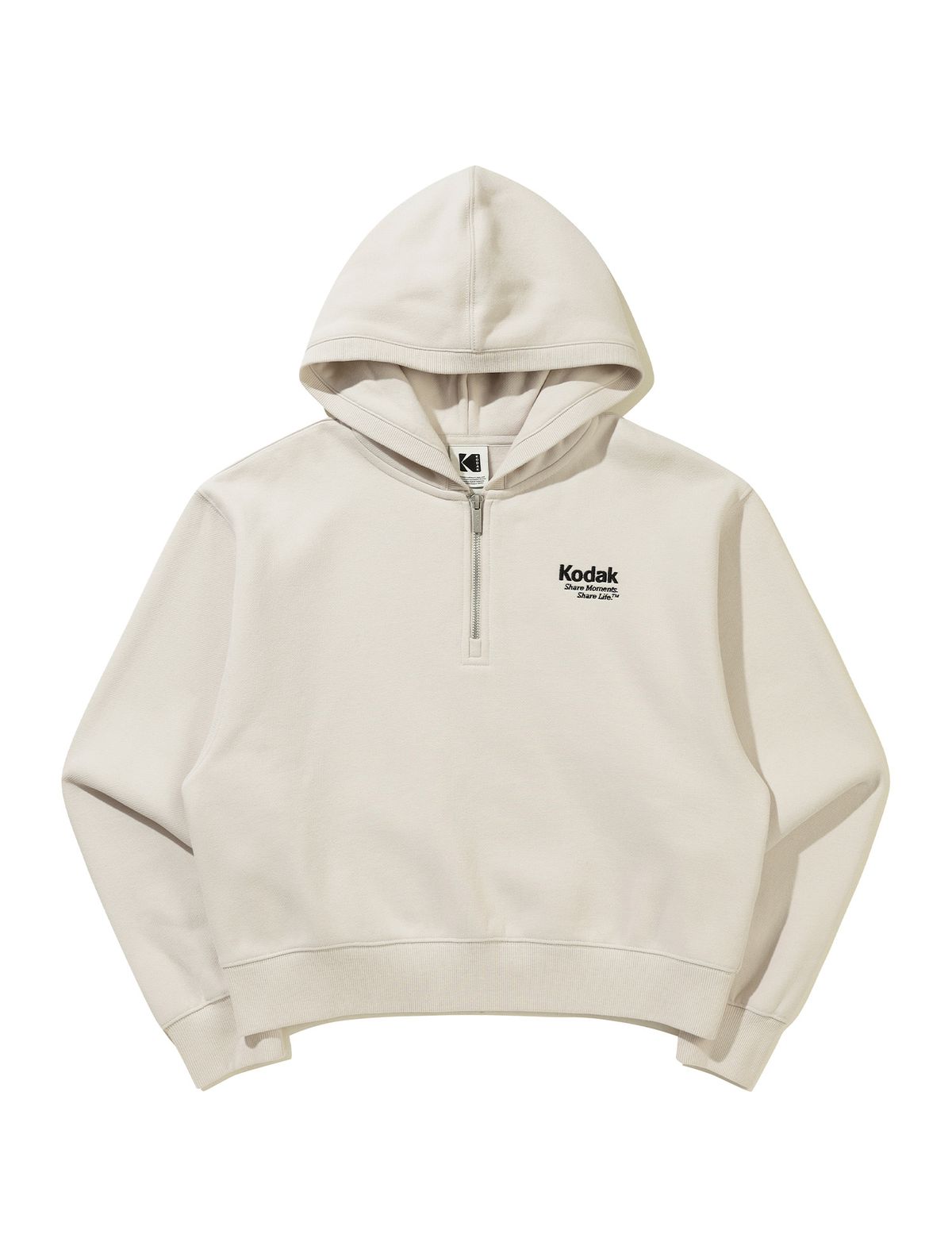 코닥(KODAK) 레인보우 스노우워싱 기모 후드 티셔츠 우먼 IVORY
