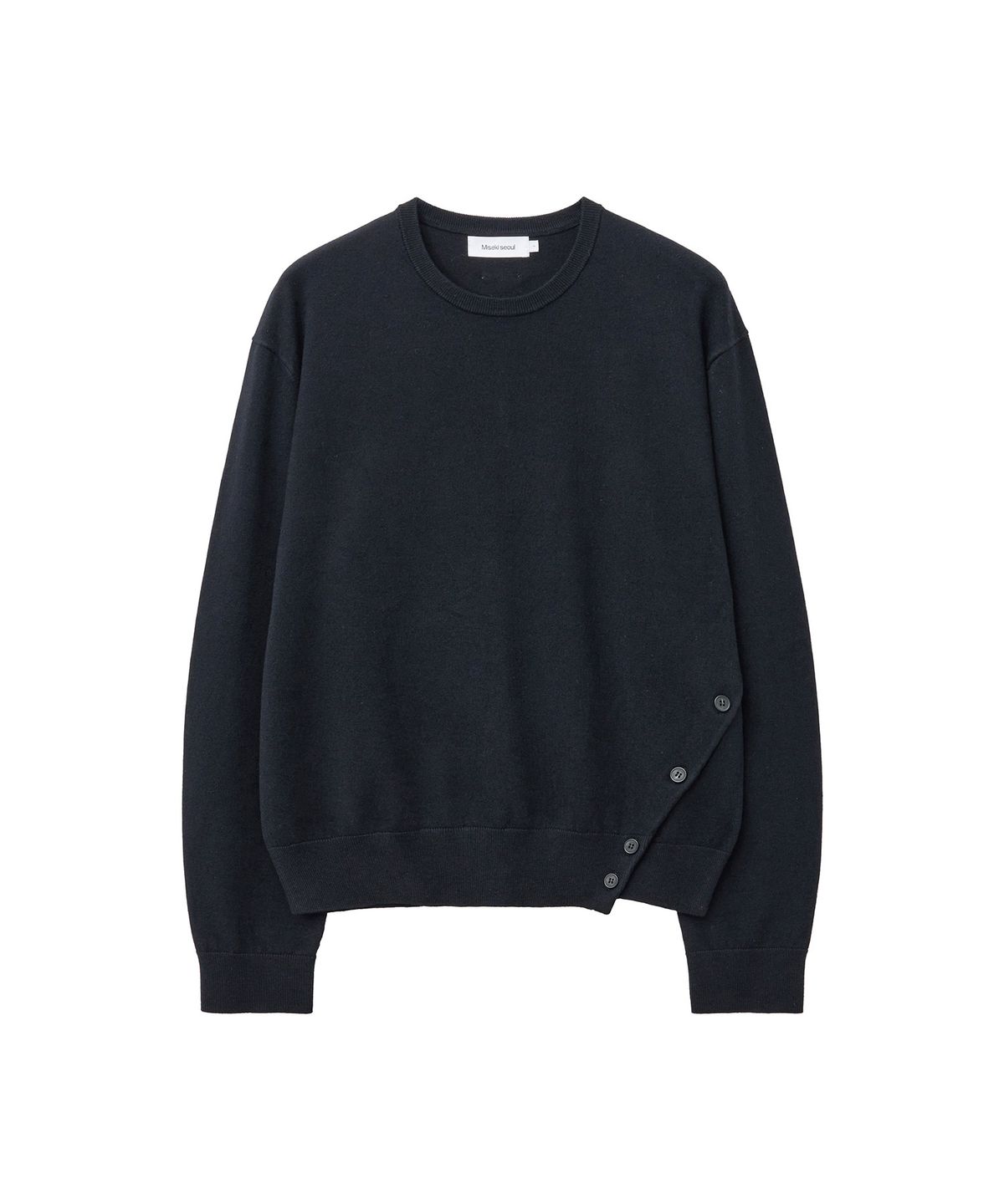 미세키서울 맨(MISEKISEOUL MEN) Asymmetric slit button knit BLACK