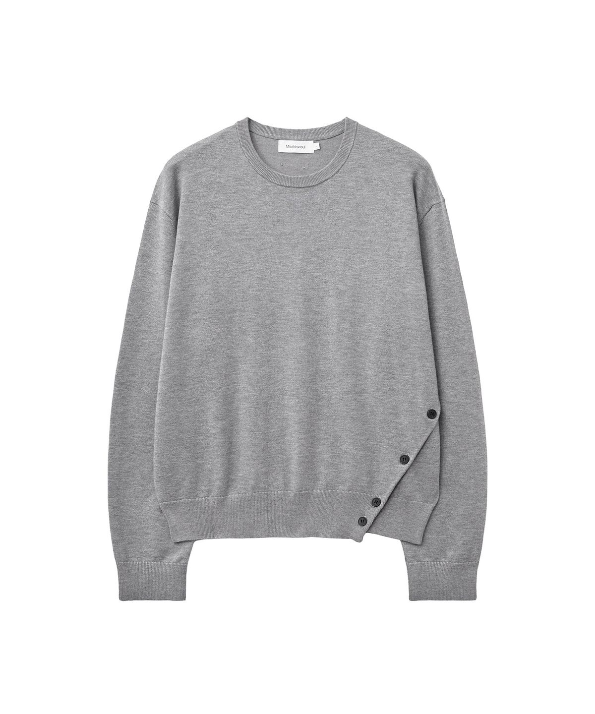 미세키서울 맨(MISEKISEOUL MEN) Asymmetric slit button knit GREY