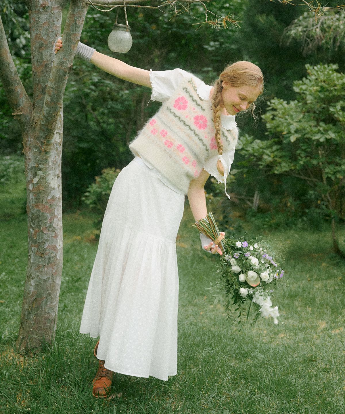 건지 울른스(Guernsey Woollens) [릴리 오브 건지] 플랑몽 페어아일 알파카 베스트 - 아이보리