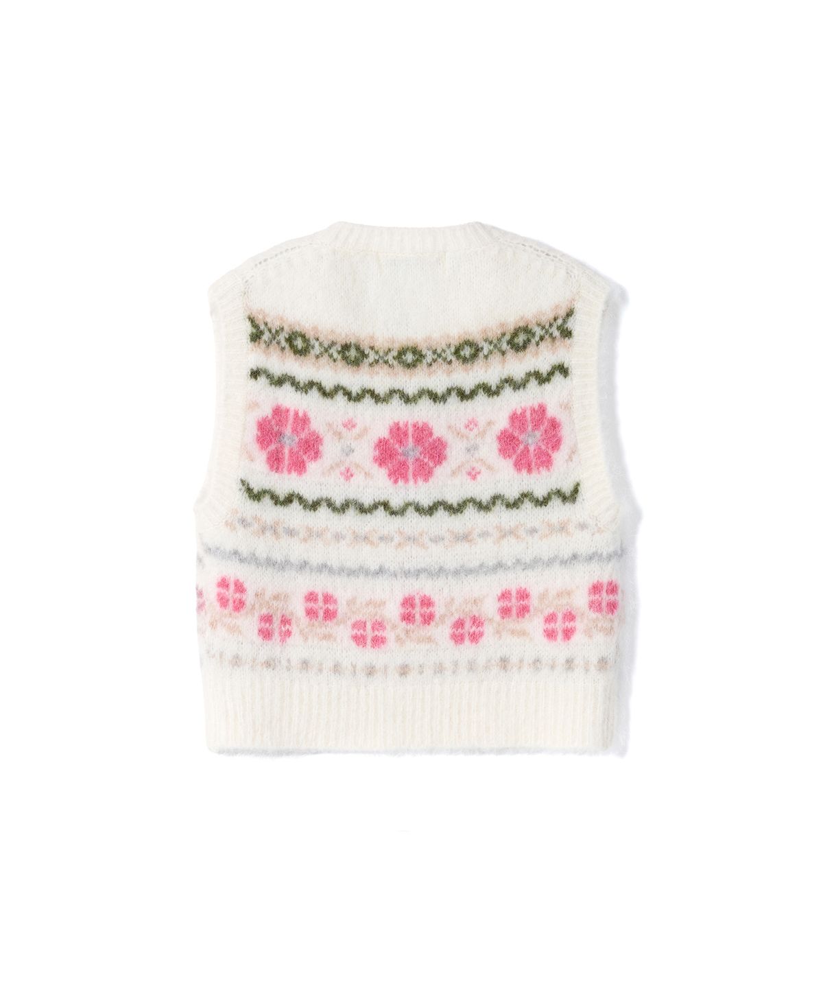 건지 울른스(Guernsey Woollens) [릴리 오브 건지] 플랑몽 페어아일 알파카 베스트 - 아이보리