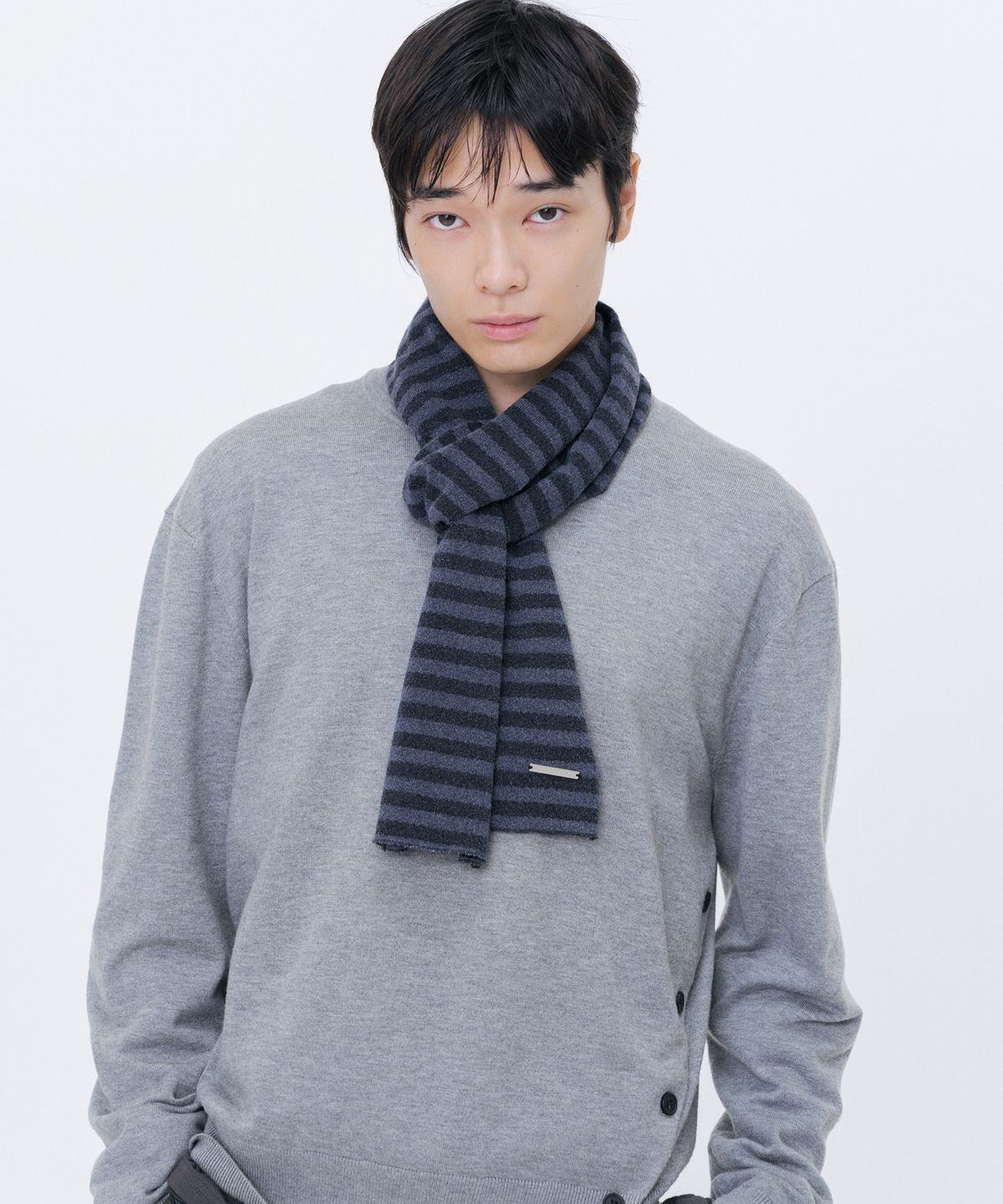 미세키서울 맨(MISEKISEOUL MEN) Basic striped scarf BLACK