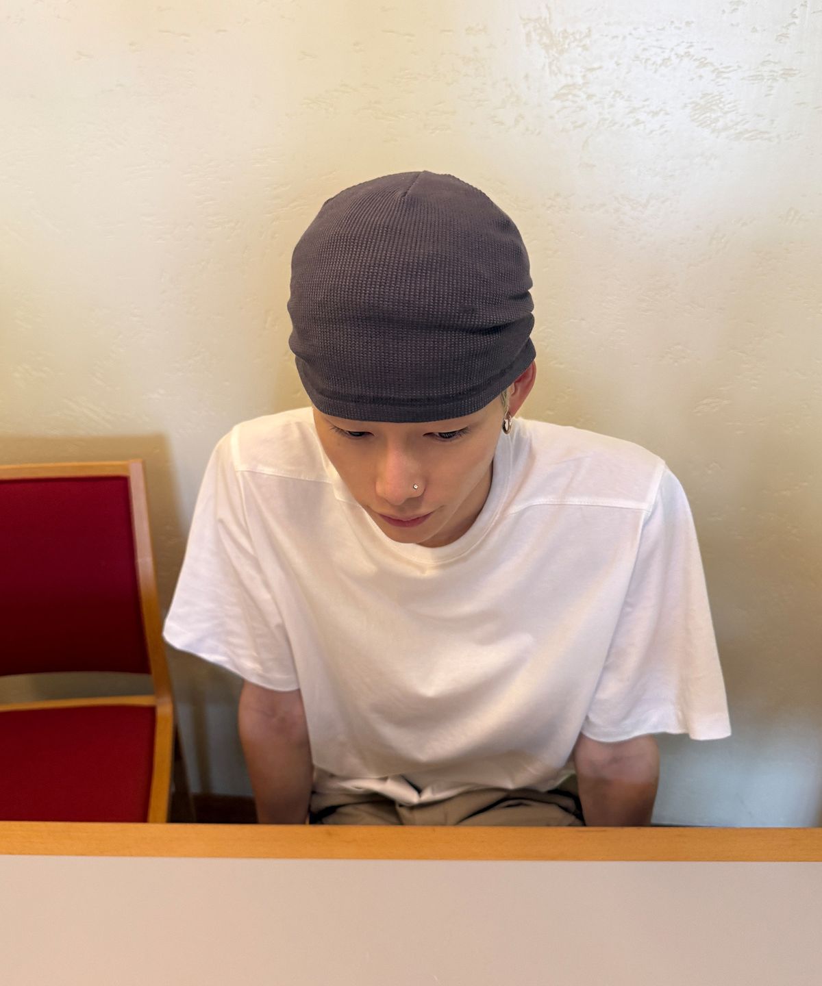 시그니처(SIGNATURE) 와플 소잉 비니[차콜]