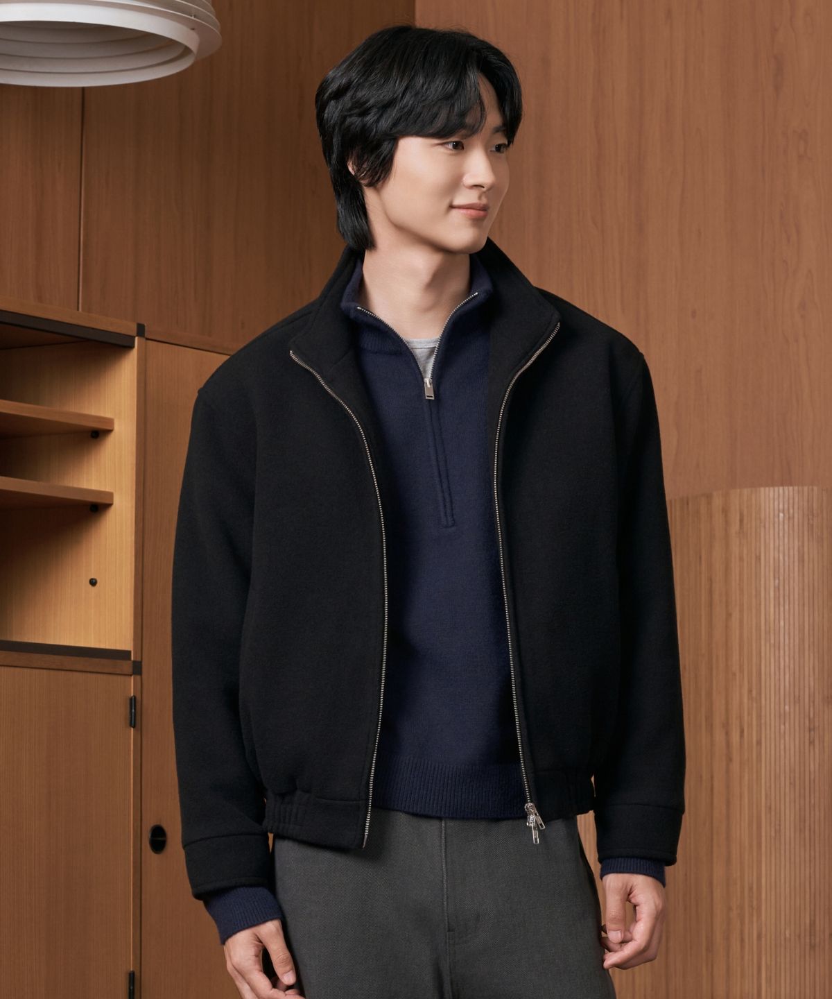 효지(HYOJI) 26 FW 하이넥 블루종 크롭 울 자켓 (5컬러)