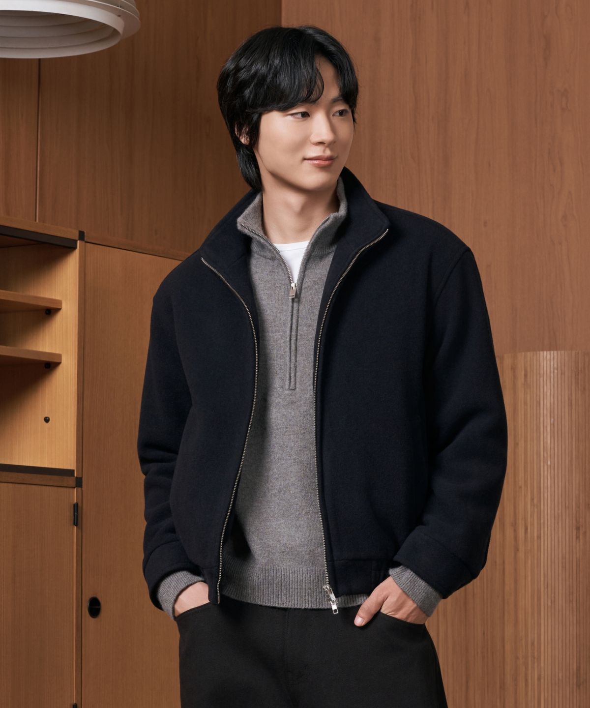 효지(HYOJI) 26 FW 하이넥 블루종 크롭 울 자켓 (5컬러)