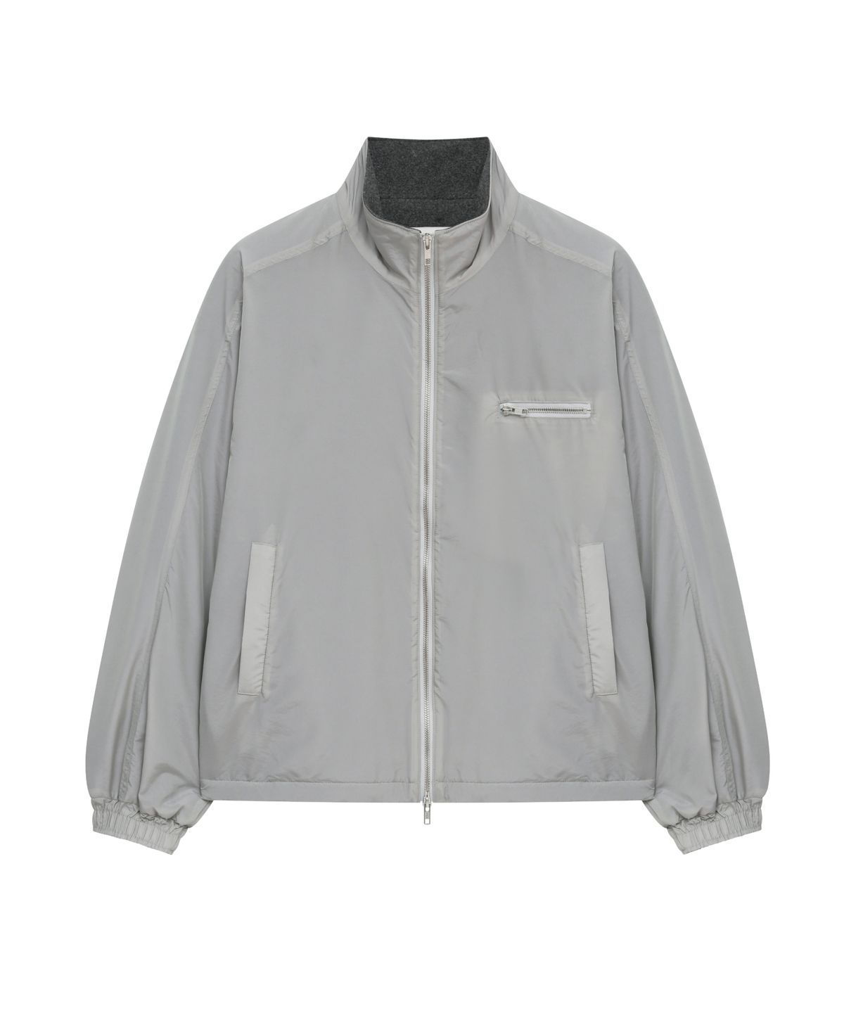 효지(HYOJI) 26 FW 하이넥 배색 플리스 커브드 패딩 점퍼 (3컬러)