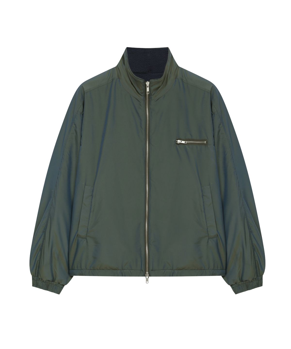 효지(HYOJI) 26 FW 하이넥 배색 플리스 커브드 패딩 점퍼 (3컬러)