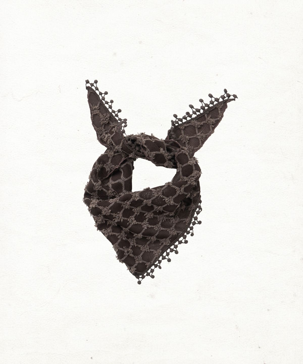 단델(DANDEL) DD lattice fringe scarf (BROWN)