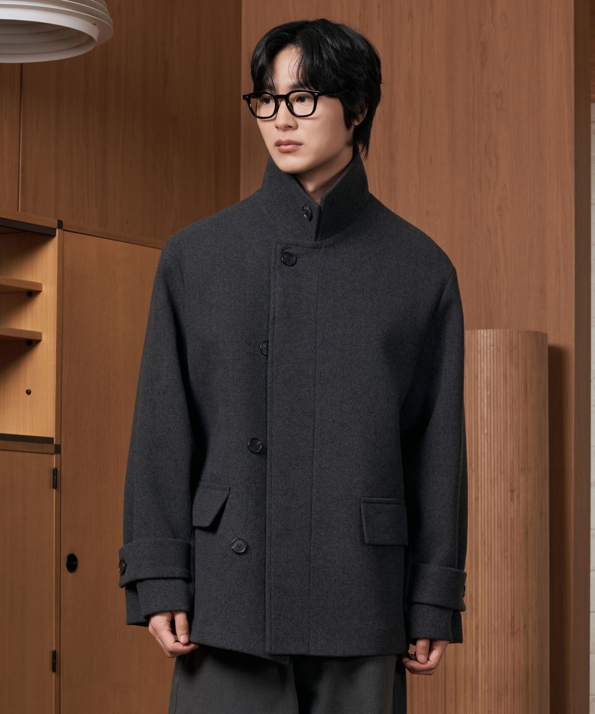 효지(HYOJI) 26 FW 루즈핏 하이넥 하프 코트 (3컬러)