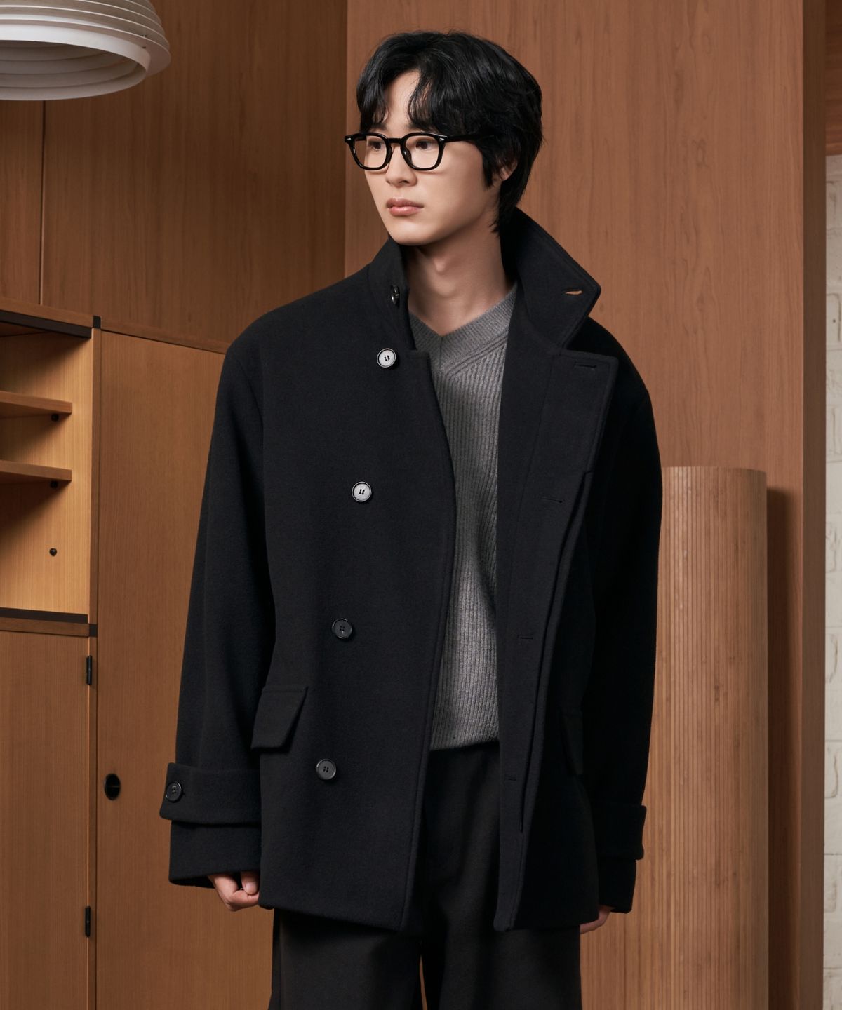 효지(HYOJI) 26 FW 루즈핏 하이넥 하프 코트 (3컬러)
