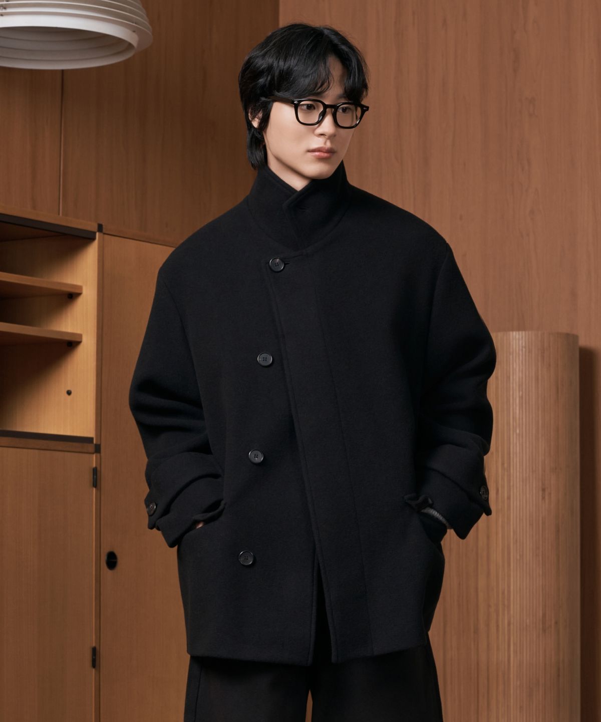 효지(HYOJI) 26 FW 루즈핏 하이넥 하프 코트 (3컬러)