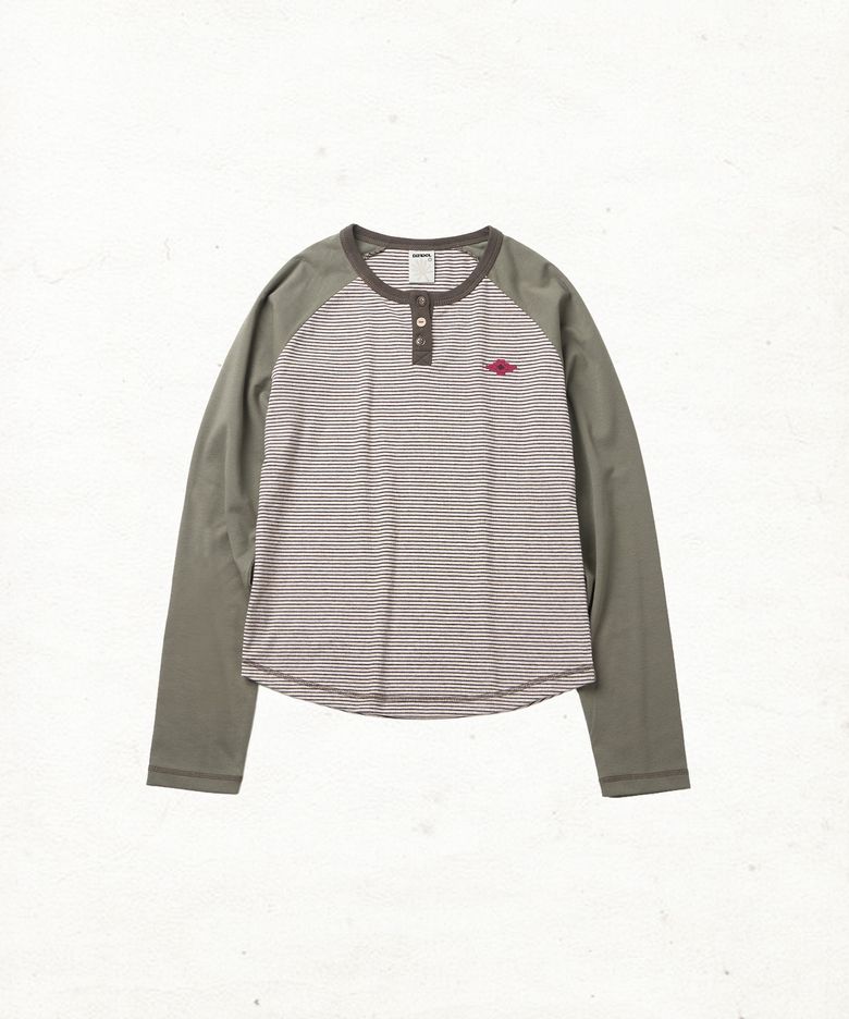 DD raglan henley neck long sleeve (KHAKI)