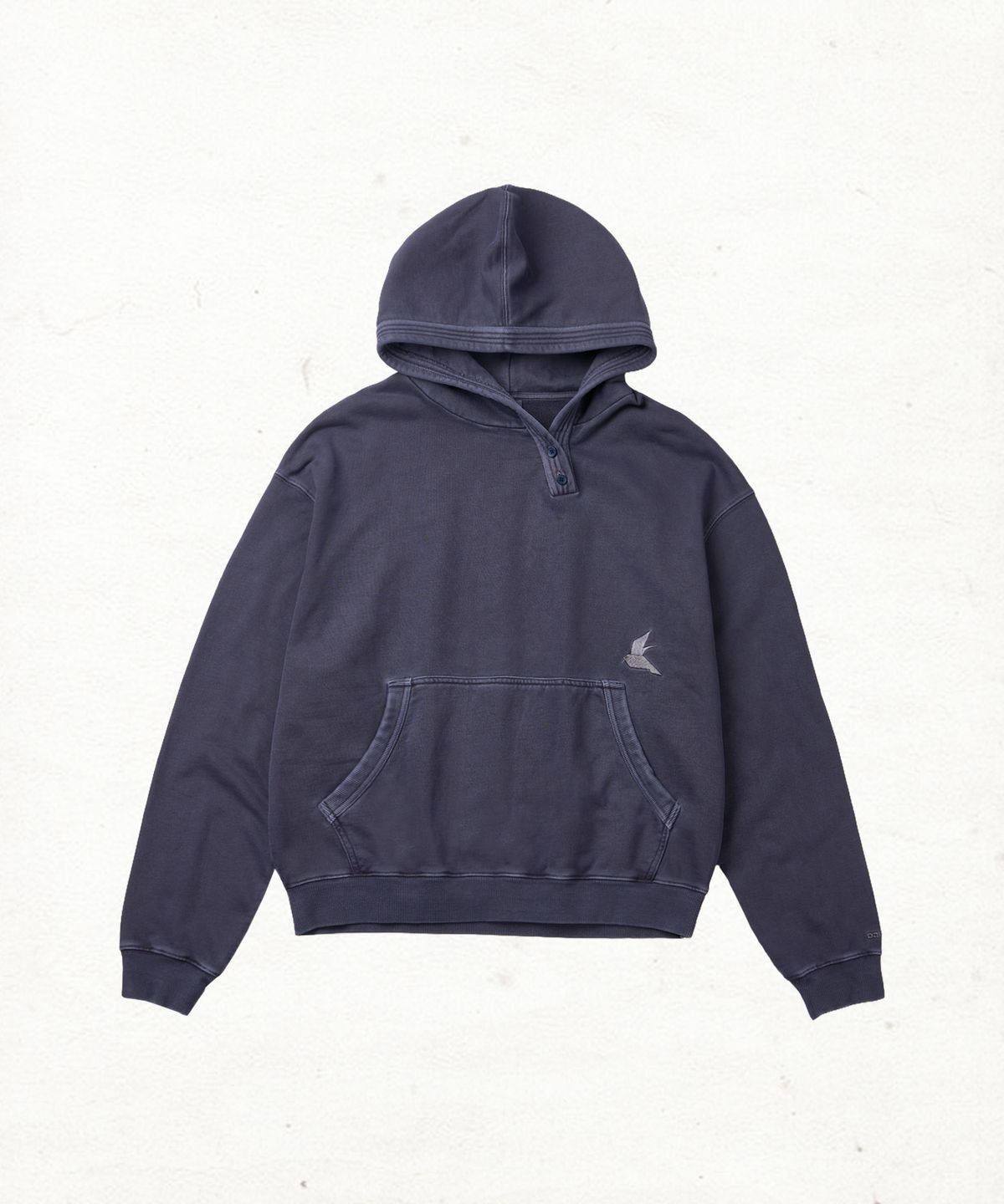 단델(DANDEL) DD slant henley neck pigment hoodie (DEEP PURPLE)