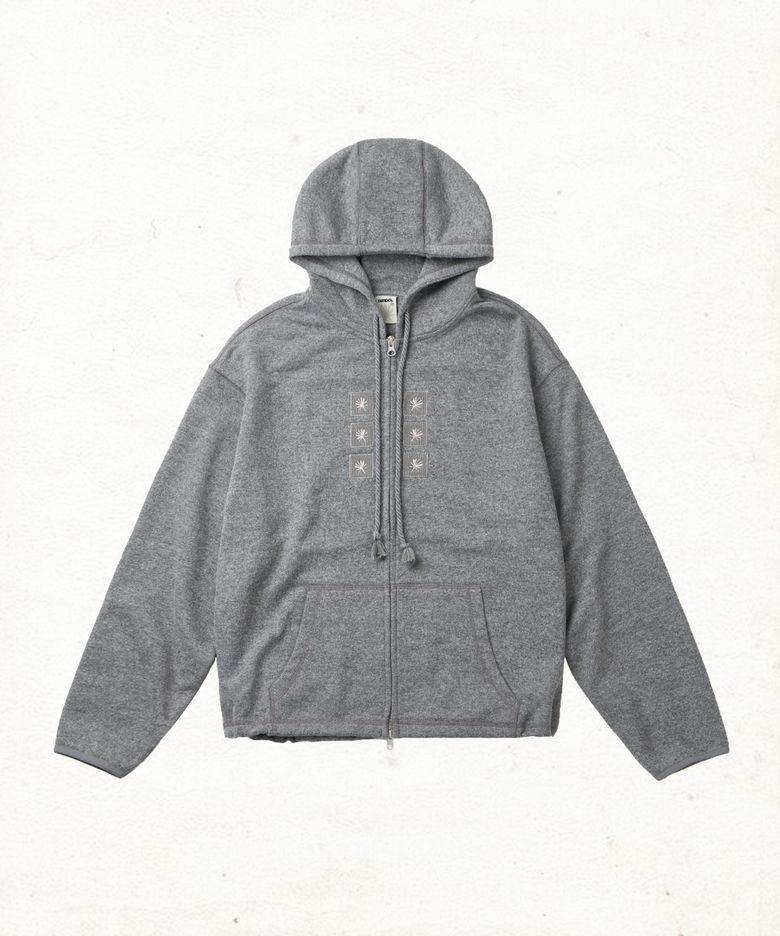 DD symbol patch wool hoodie zip-up (GREY)