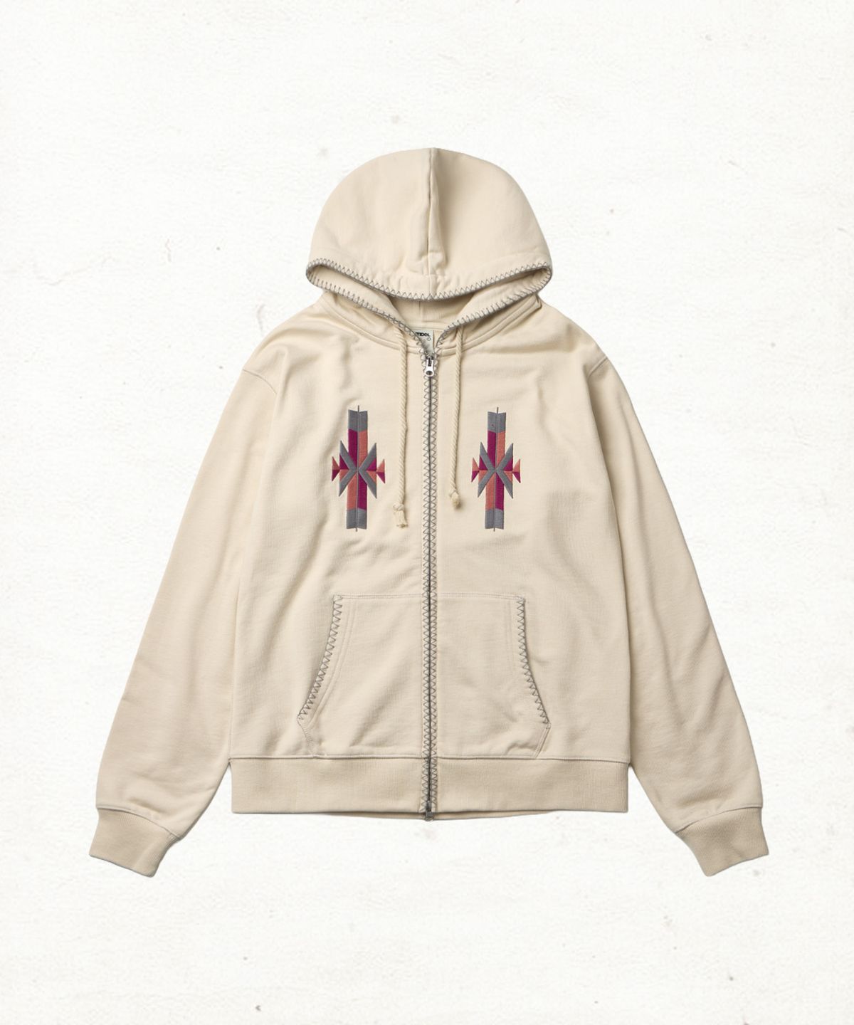 단델(DANDEL) DD totem stitch hoodie zip-up (IVORY)