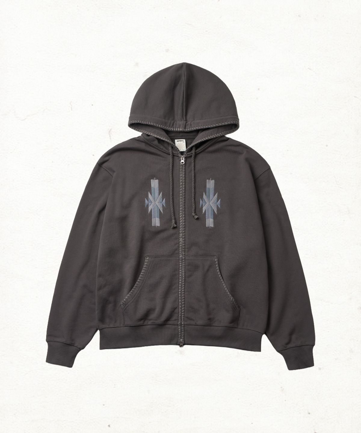 단델(DANDEL) DD totem stitch hoodie zip-up (CHARCOAL)