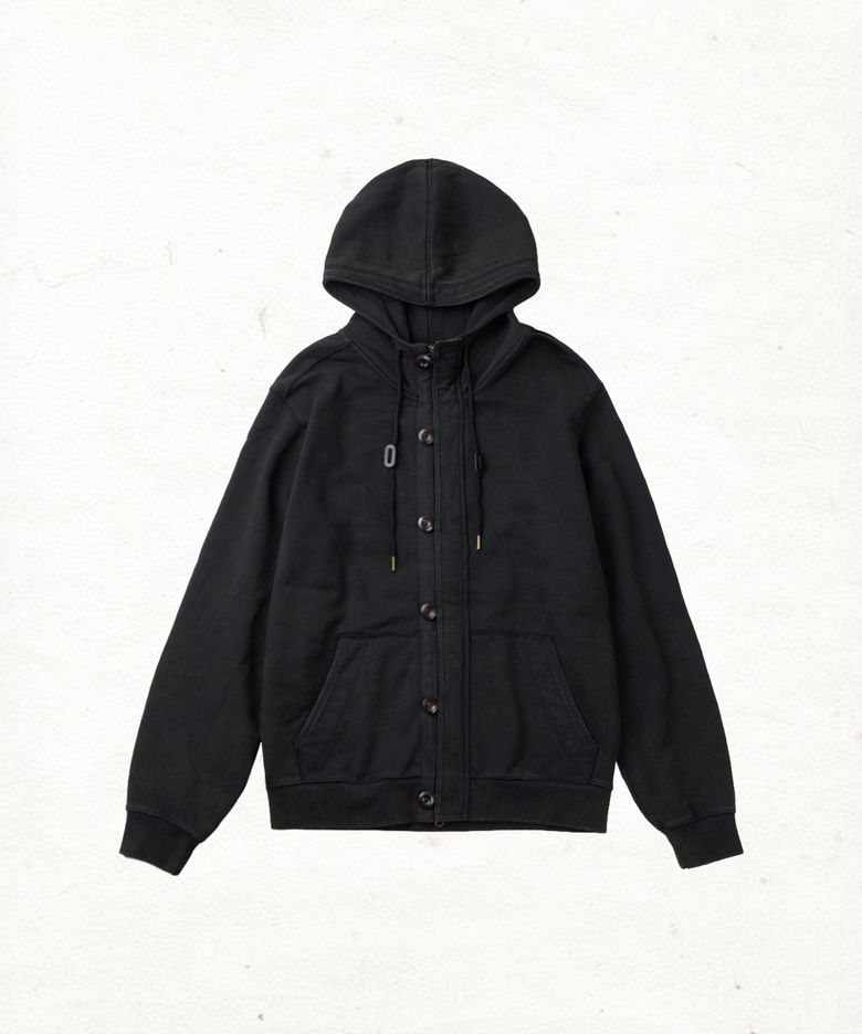 DD toggle button hoodie zip-up (BLACK)