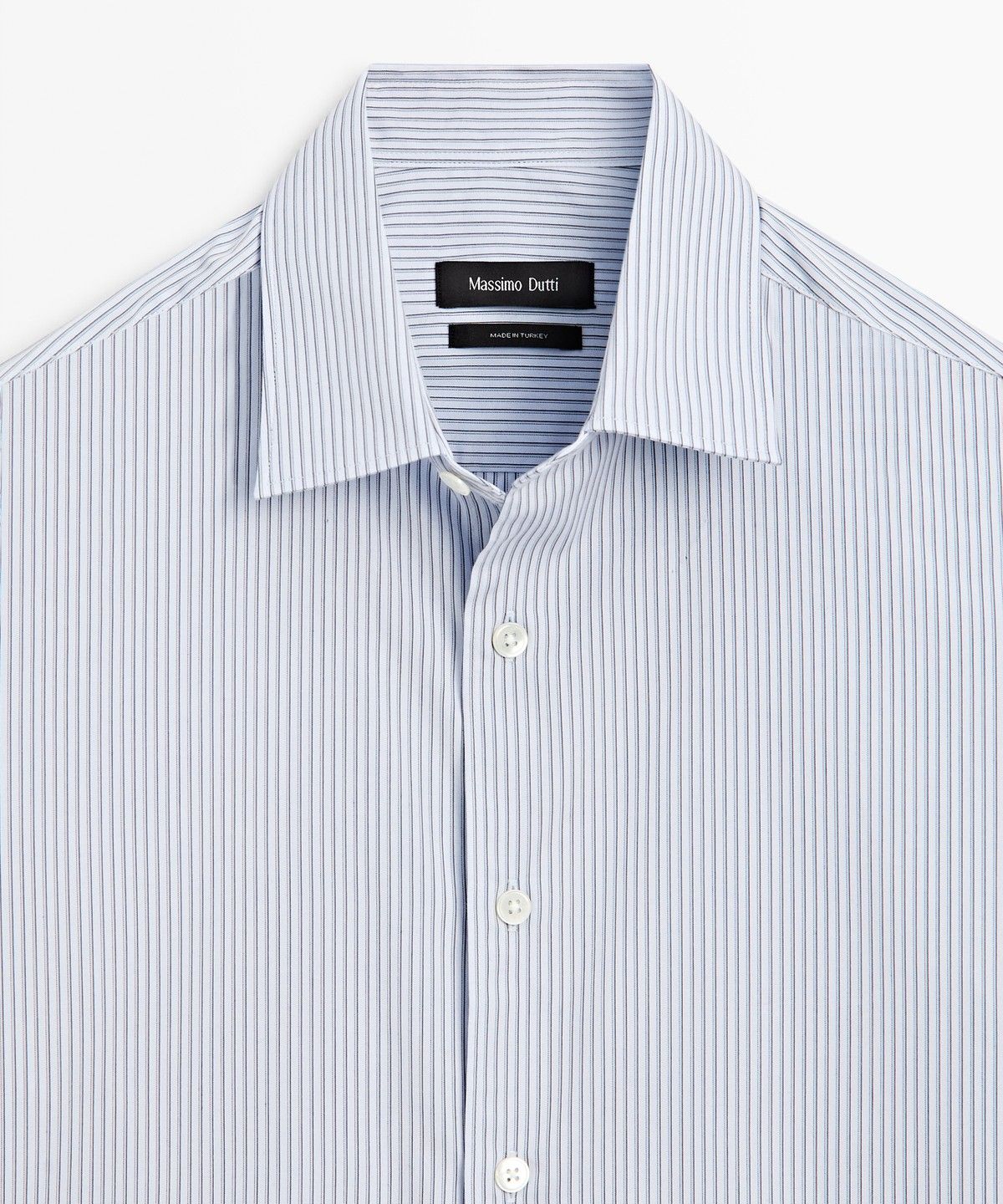 마시모두띠(MASSIMO DUTTI) 100% 코튼 레귤러 핏 스트라이프 셔츠