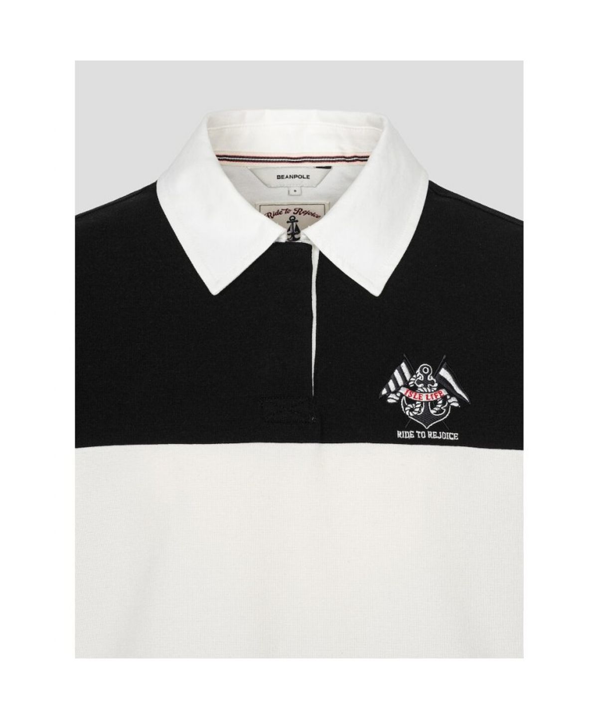 빈폴 레이디스(BEANPOLE LADIES) 럭비 스트라이프 반소매 폴로 티셔츠  블랙 (BF6742C115)