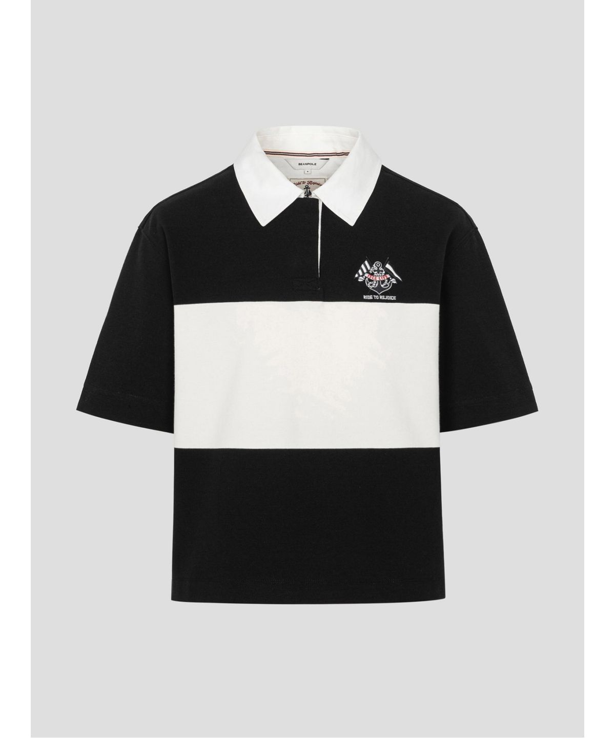빈폴 레이디스(BEANPOLE LADIES) 럭비 스트라이프 반소매 폴로 티셔츠  블랙 (BF6742C115)