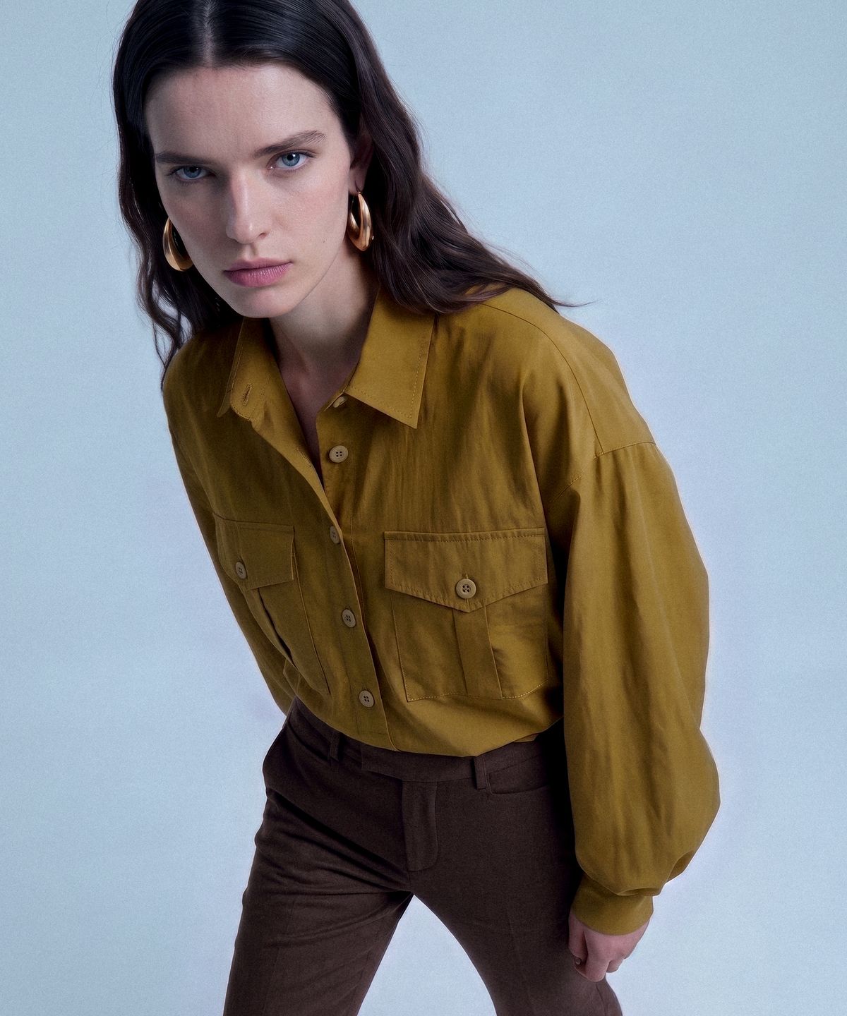 언티지(UNTAGE) 투포켓 헨리 셔츠[Mustard(UNISEX)]_UTS-SS86