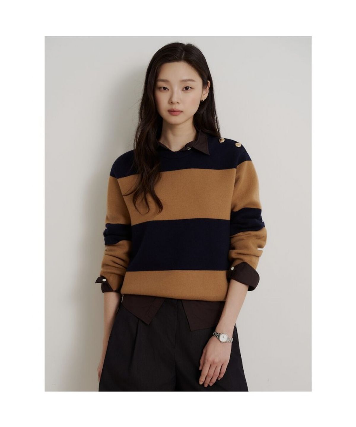 빈폴 레이디스(BEANPOLE LADIES) 보더 스트라이프 니트  네이비 (BF6951C08R)