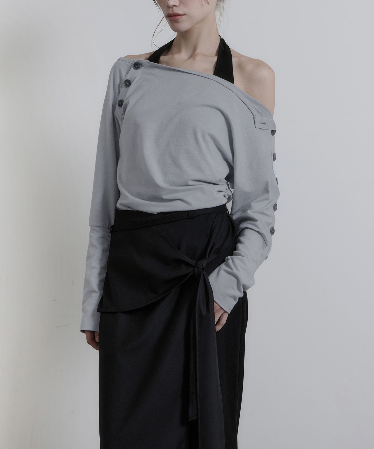 진주유즈(JINJUSE) SWAY WRAP PANTS [BLACK]