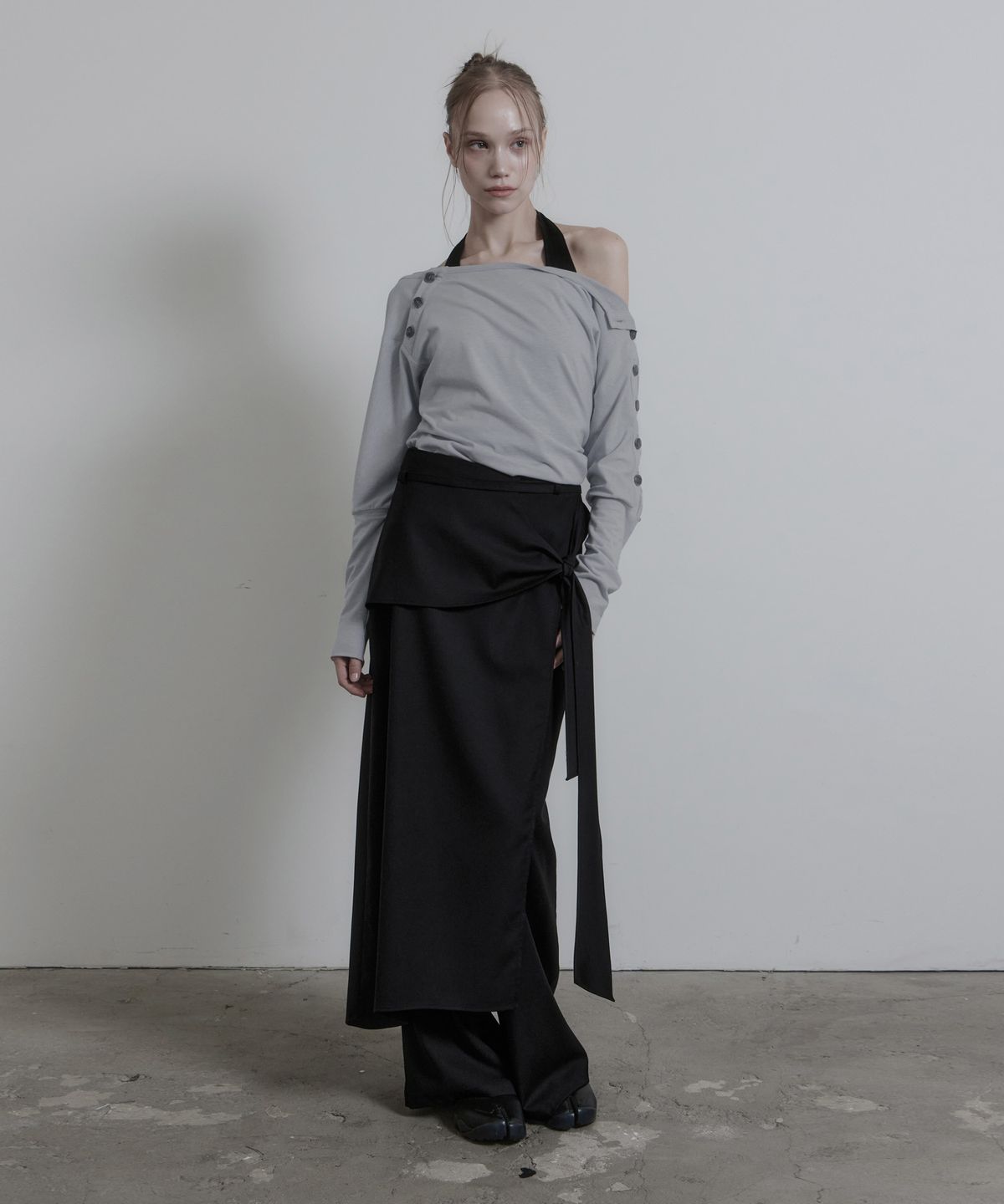 진주유즈(JINJUSE) SWAY WRAP PANTS [BLACK]