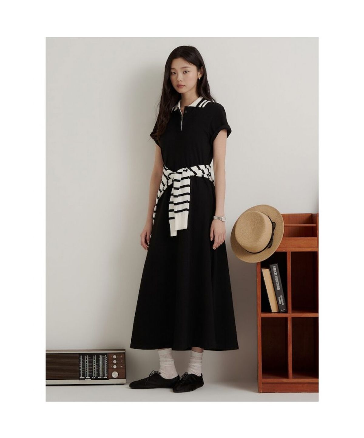 빈폴 레이디스(BEANPOLE LADIES) 니트 칼라 피케 원피스  블랙 (BF6771C115)