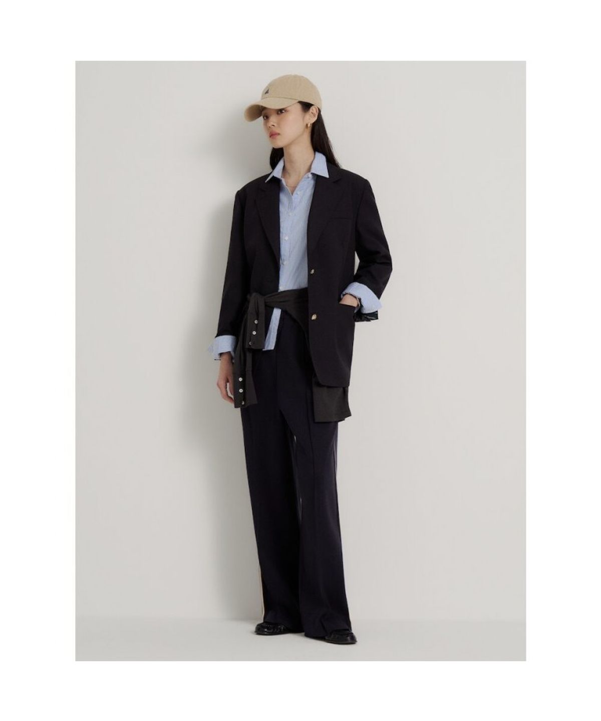 빈폴 레이디스(BEANPOLE LADIES) 세미와이드 트랙 저지 팬츠  네이비 (BF6821C41R)
