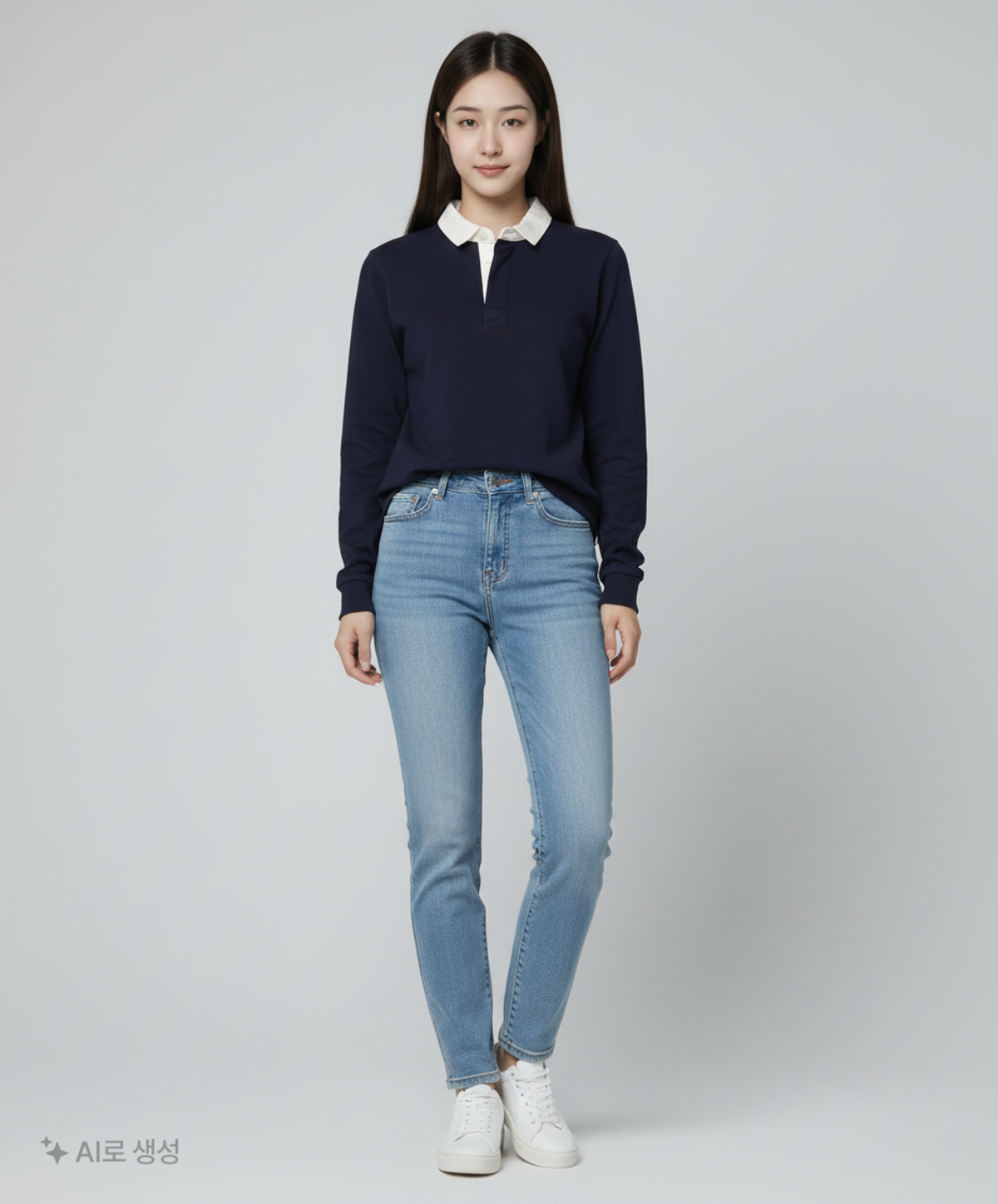 글로니(GLOWNY) G CONTRAST POLO LONG SLEEVE (NAVY) M