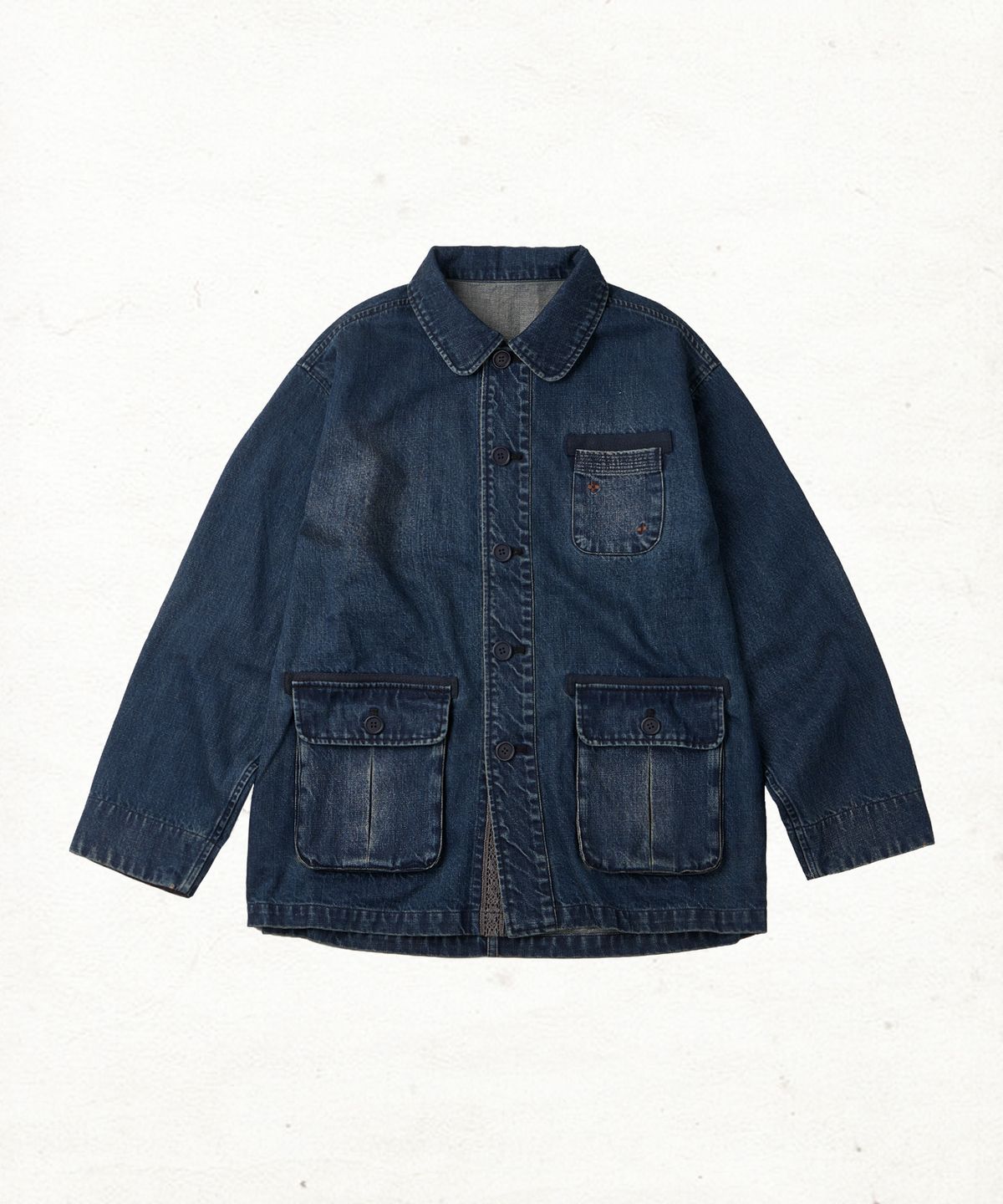 단델(DANDEL) DD check cuff denim chore jacket (INDIGO)