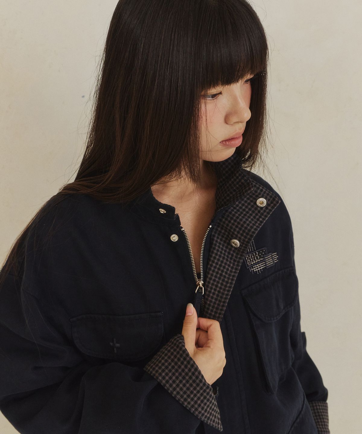 단델(DANDEL) DD darning stitch field jacket (NAVY)