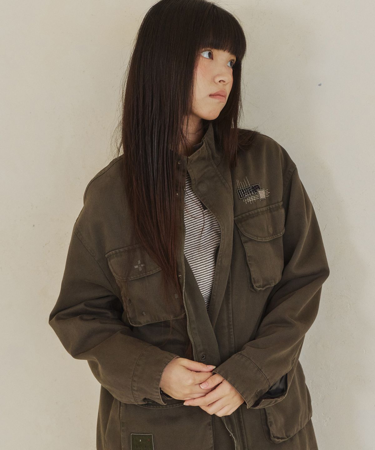 단델(DANDEL) DD darning stitch field jacket (KHAKI)
